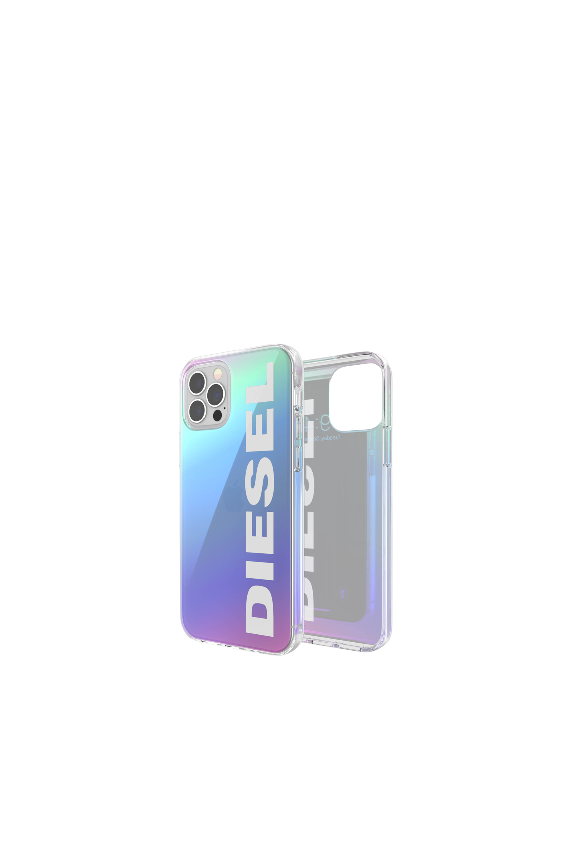 Diesel - 43527 STANDARD CASE, Unisex's Holographic TPU case with white logo for iPhone 12/12 Pro in ホワイト - 1