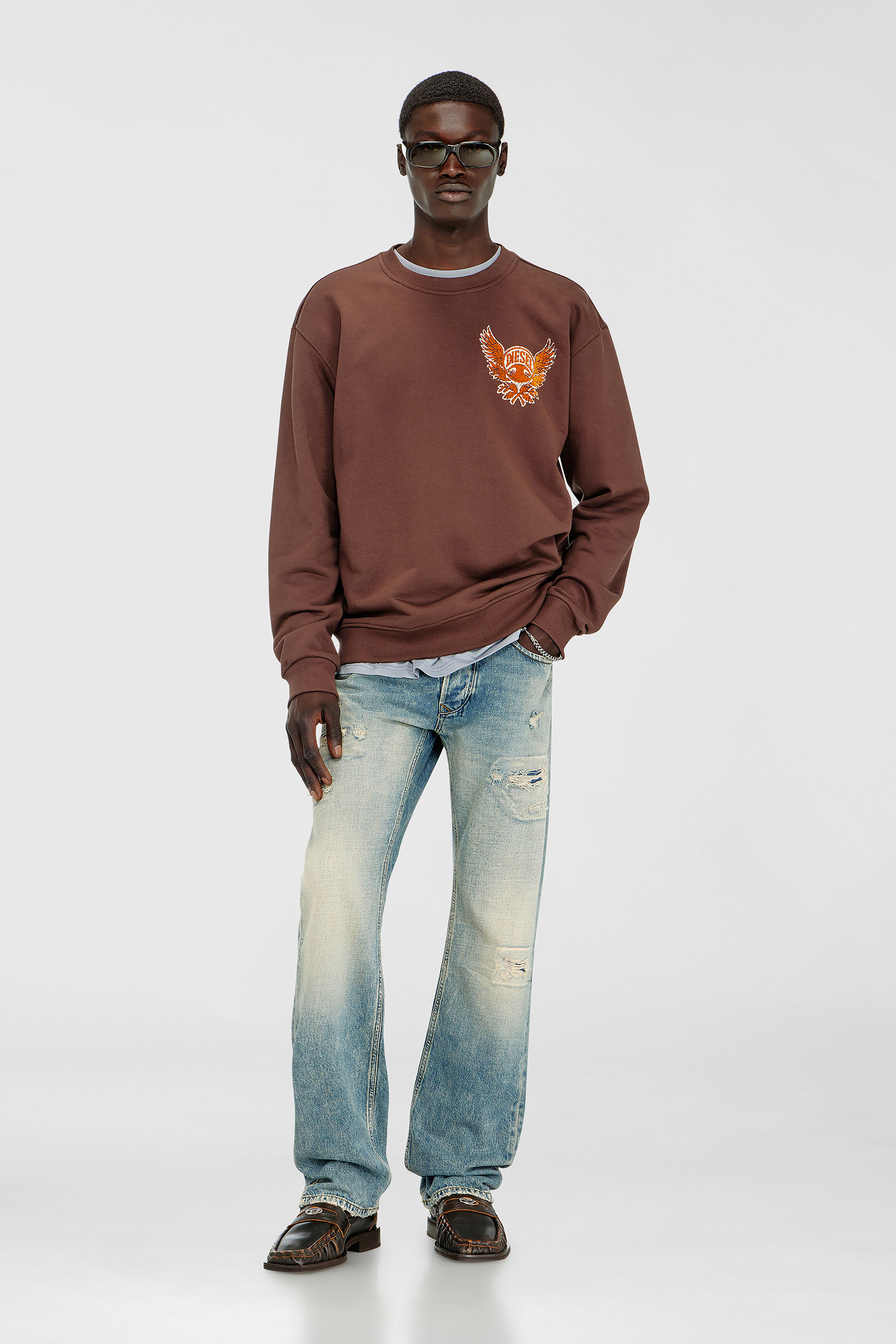 Diesel - S-NORM-AA2, Male's プルオーバースウェット in ブラウン - 1