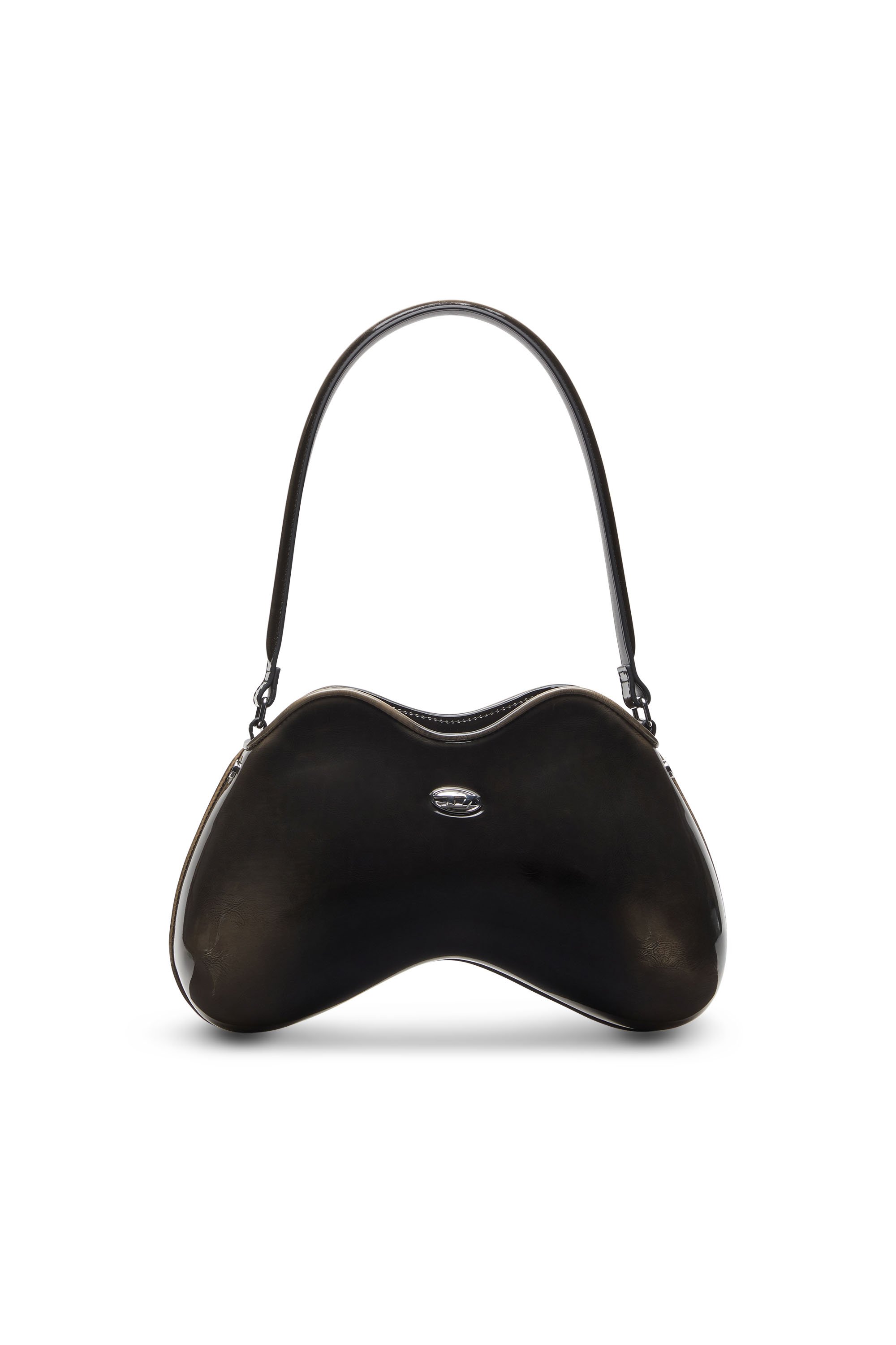 Diesel - DOUBLE-D SHOULDER, Female's Rigid shoulder bag in dégradé glossy PU in ブラック/ブロンズ - 1