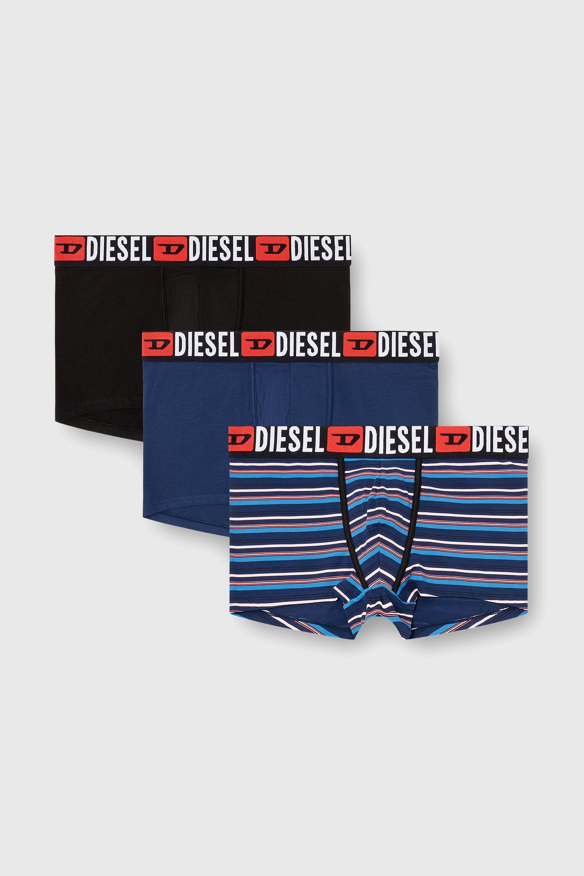 Diesel - UMBX-DAMIENTHREEPACK, Male's ボクサーパンツ 3枚パック in ブルー/ブラック - 1