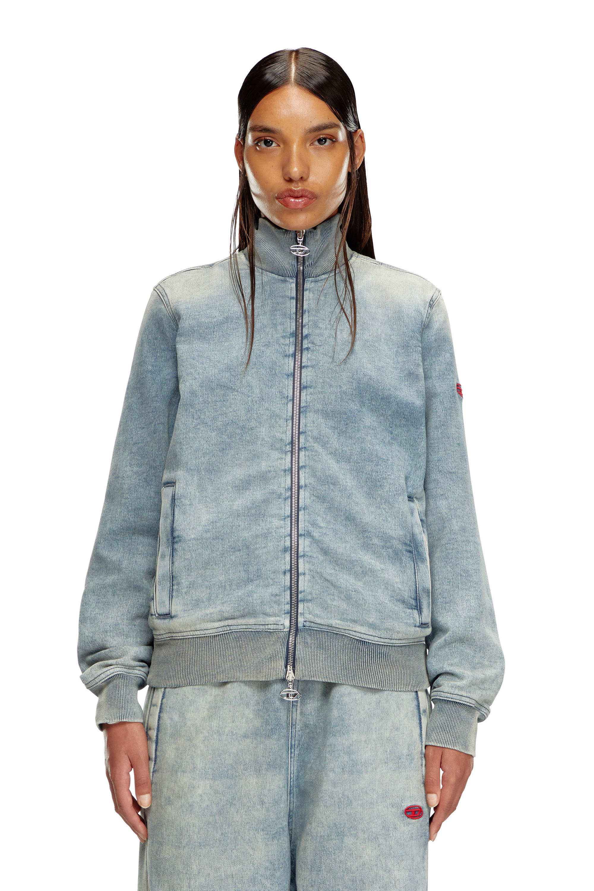 Diesel - D-BUZEE TRACK, Unisex's Zip-up sweater in Track Denim in ライトブルー - 5