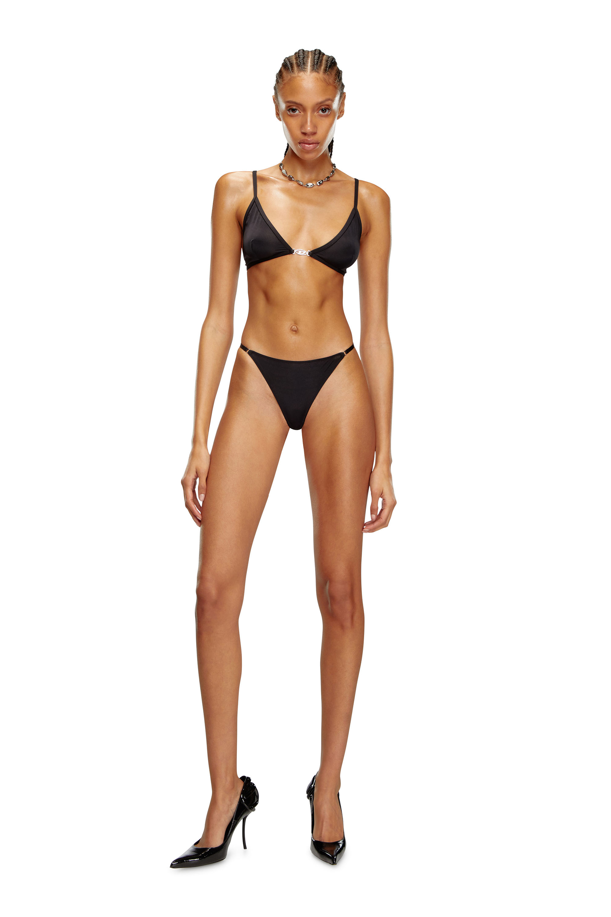 Diesel - UFSB-OVAL-D-TRIANGLE-BRA, Female's Triangle bra with Oval D plaque in ブラック - 1