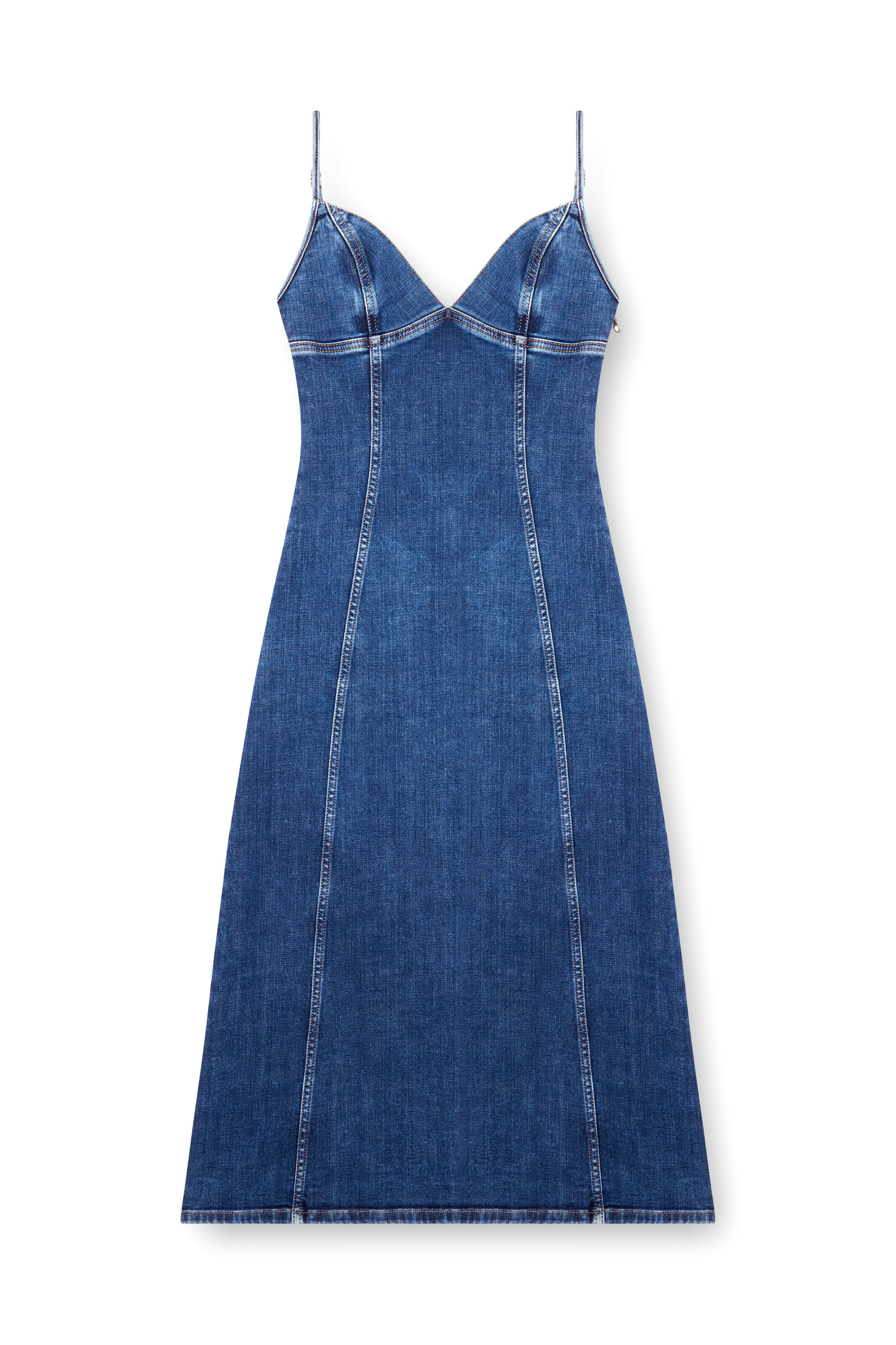 Diesel - DE-FULVY-DRESS-D, Female's Strappy midi dress in denim in ブルー - 2