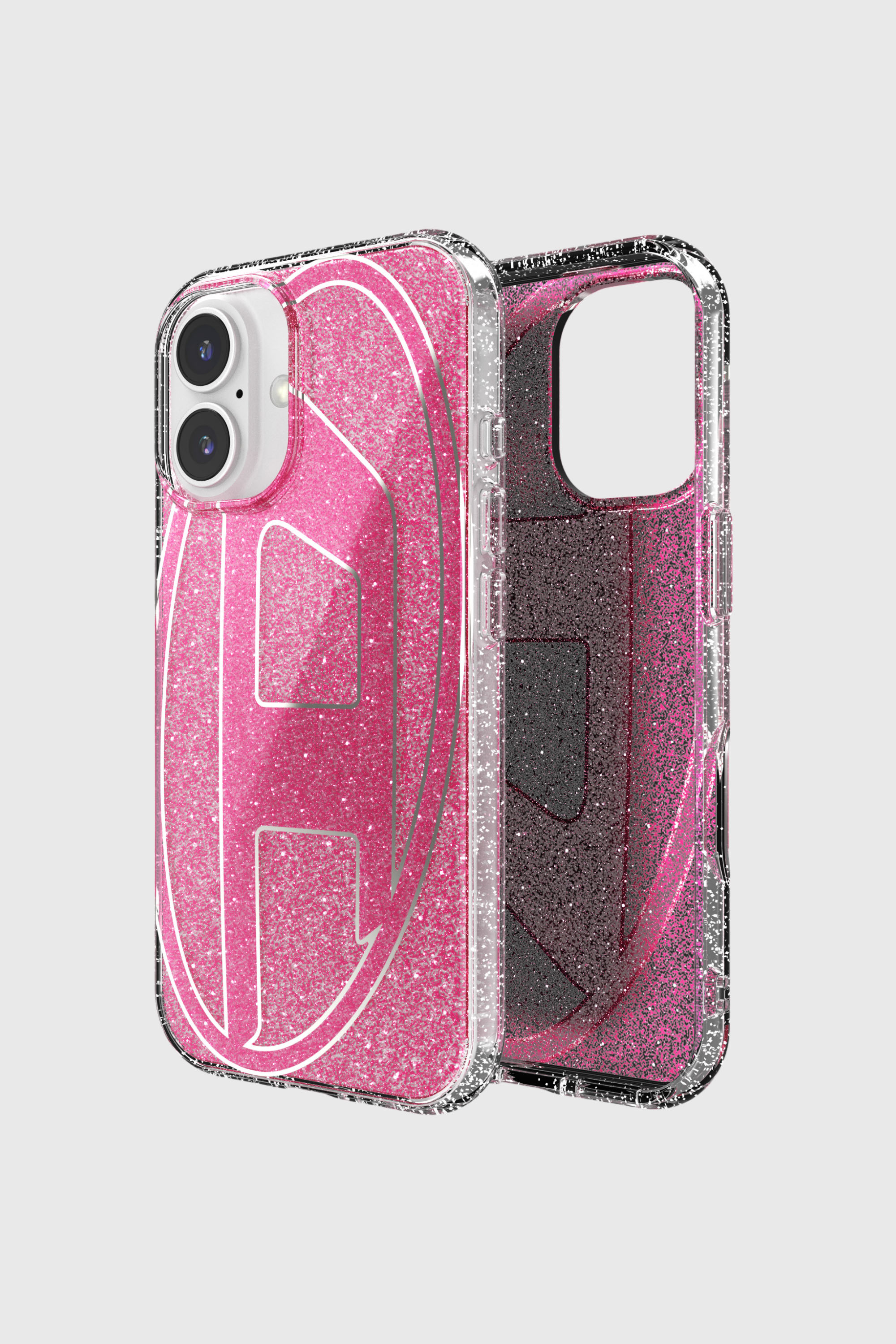 Diesel - 60155 AOP CASE, Unisex's Oval D Glitter Case for iP 16 in ピンク / ホワイト - 1