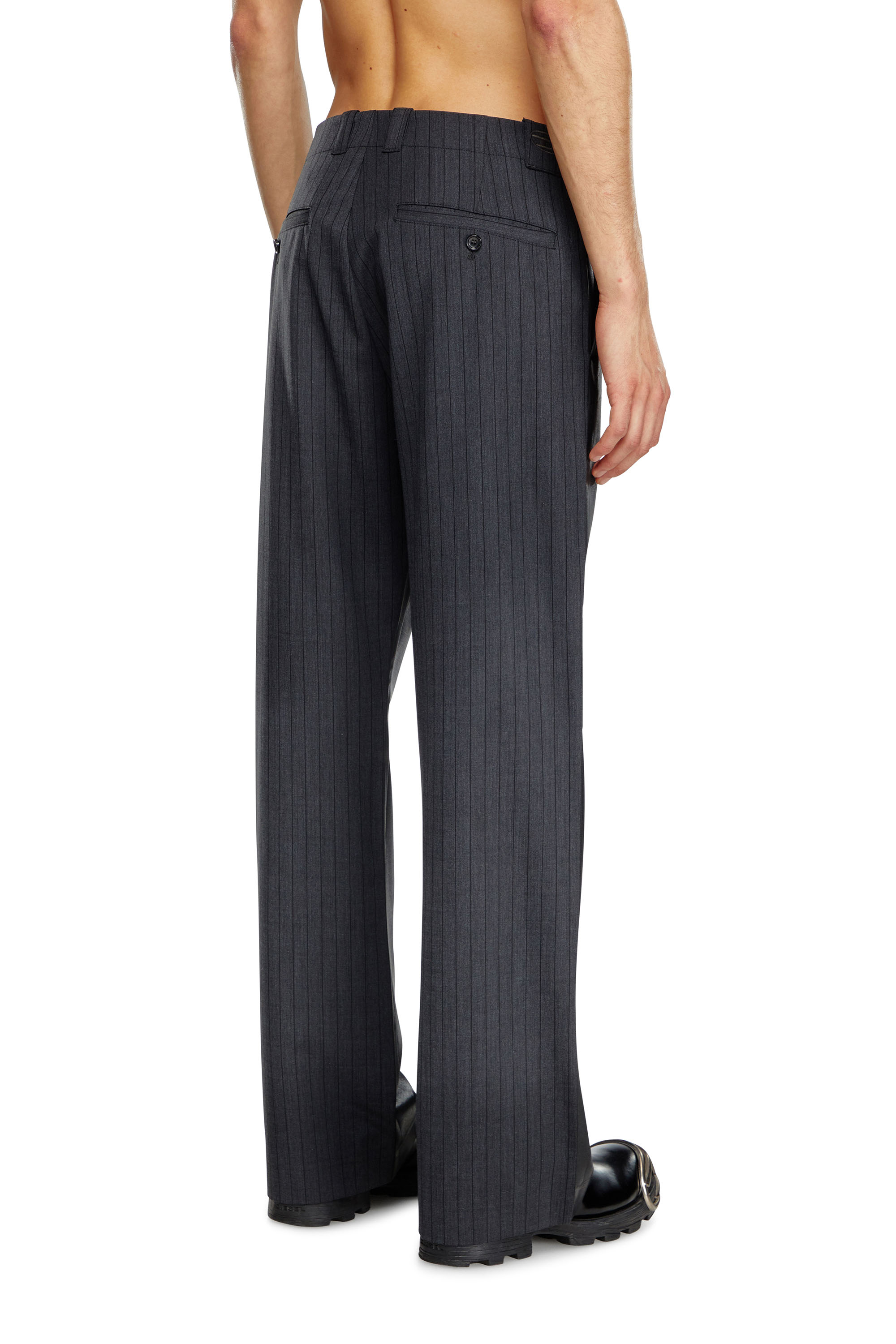 Diesel - P-STANLEY, Male's Pinstripe pants with coated front in ブラック - 4