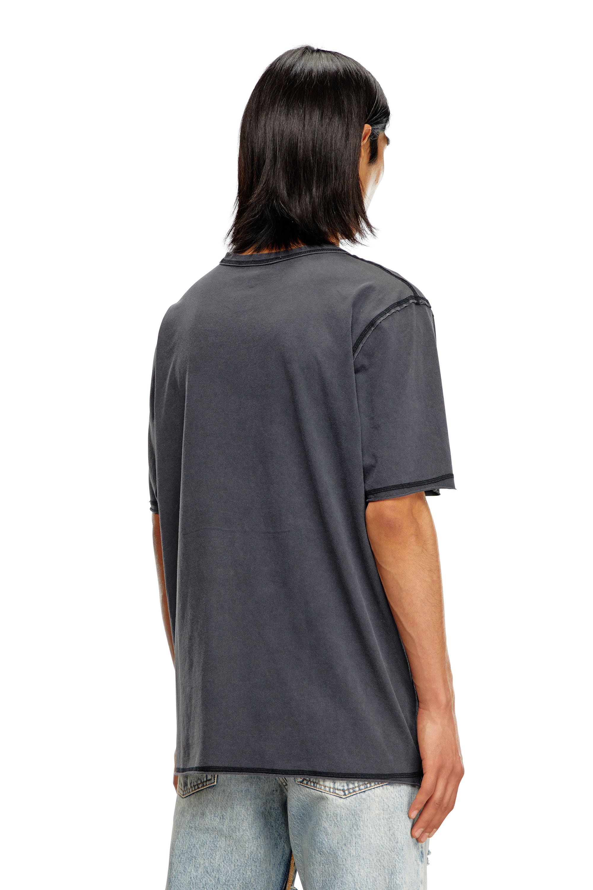 Diesel - T-RAWJUST, Male's Faded T-shirt with tonal embroidery in ブラック - 4