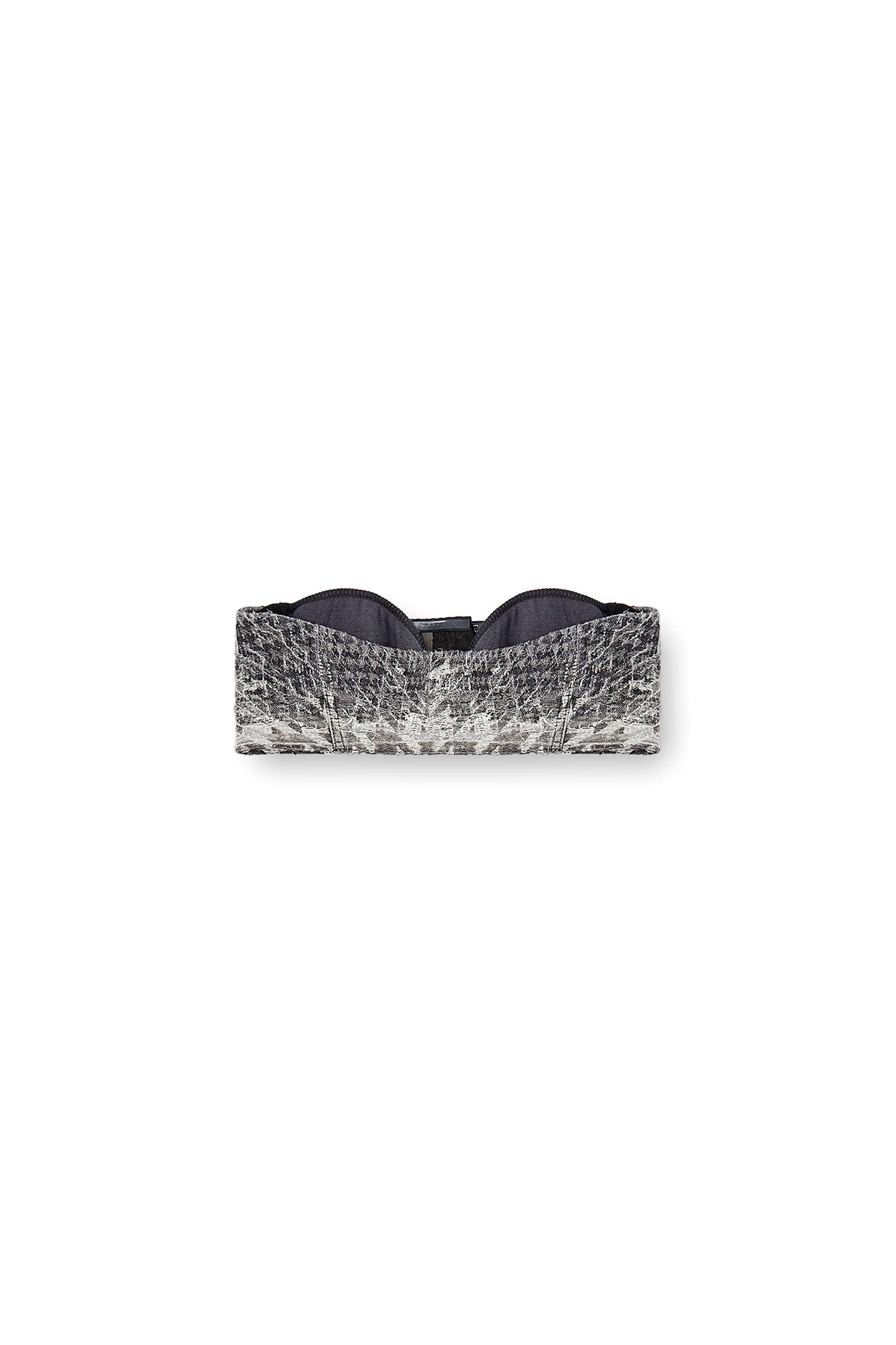 Diesel - DE-TOPPYS-FSH, Female's Bralette in Prince of Wales jacquard denim in ブラック/ホワイト - 3