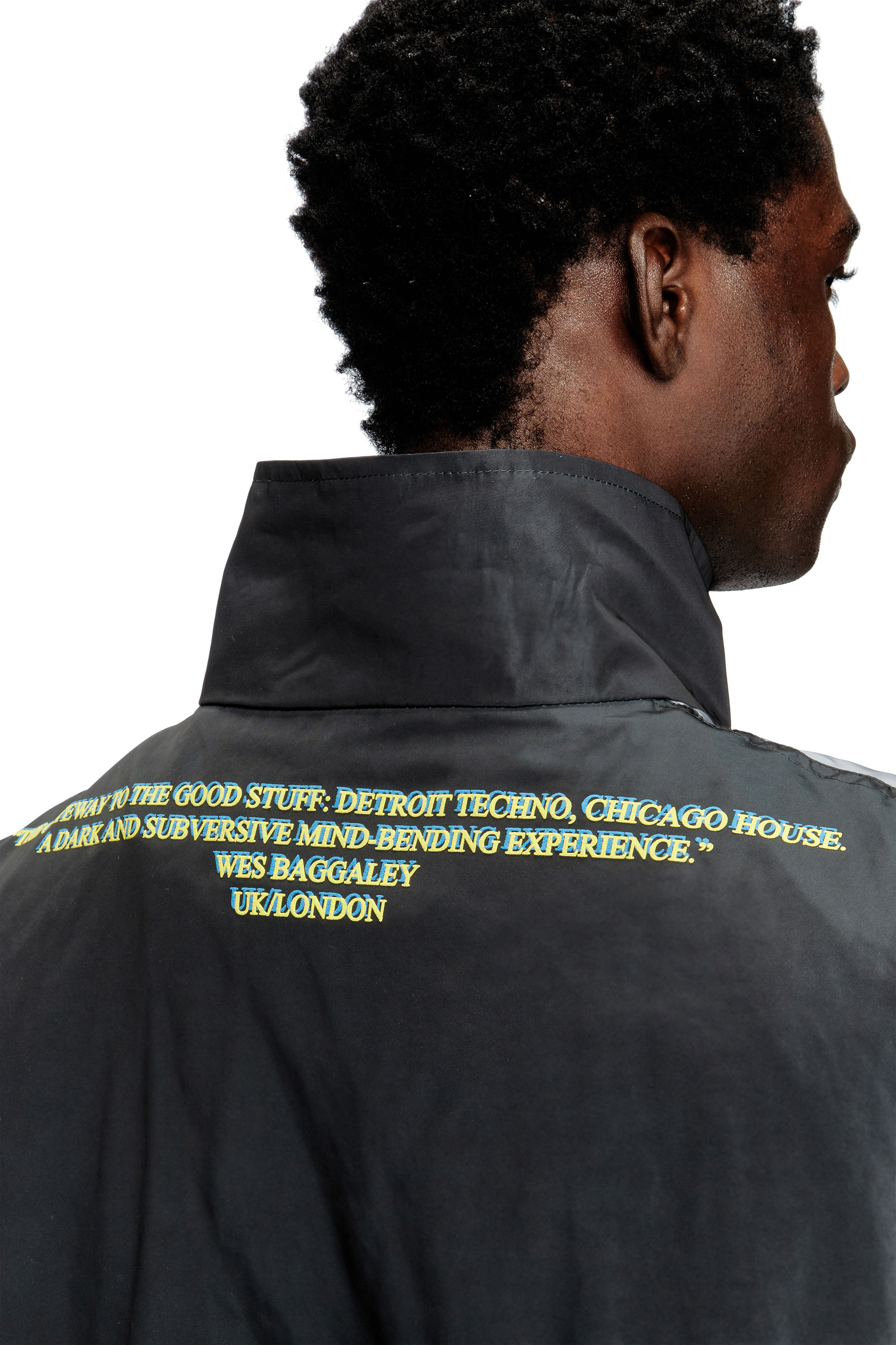 Diesel - J-ERIK, Unisex's Tech-jersey jacket with lyrics print in ブラック - 4