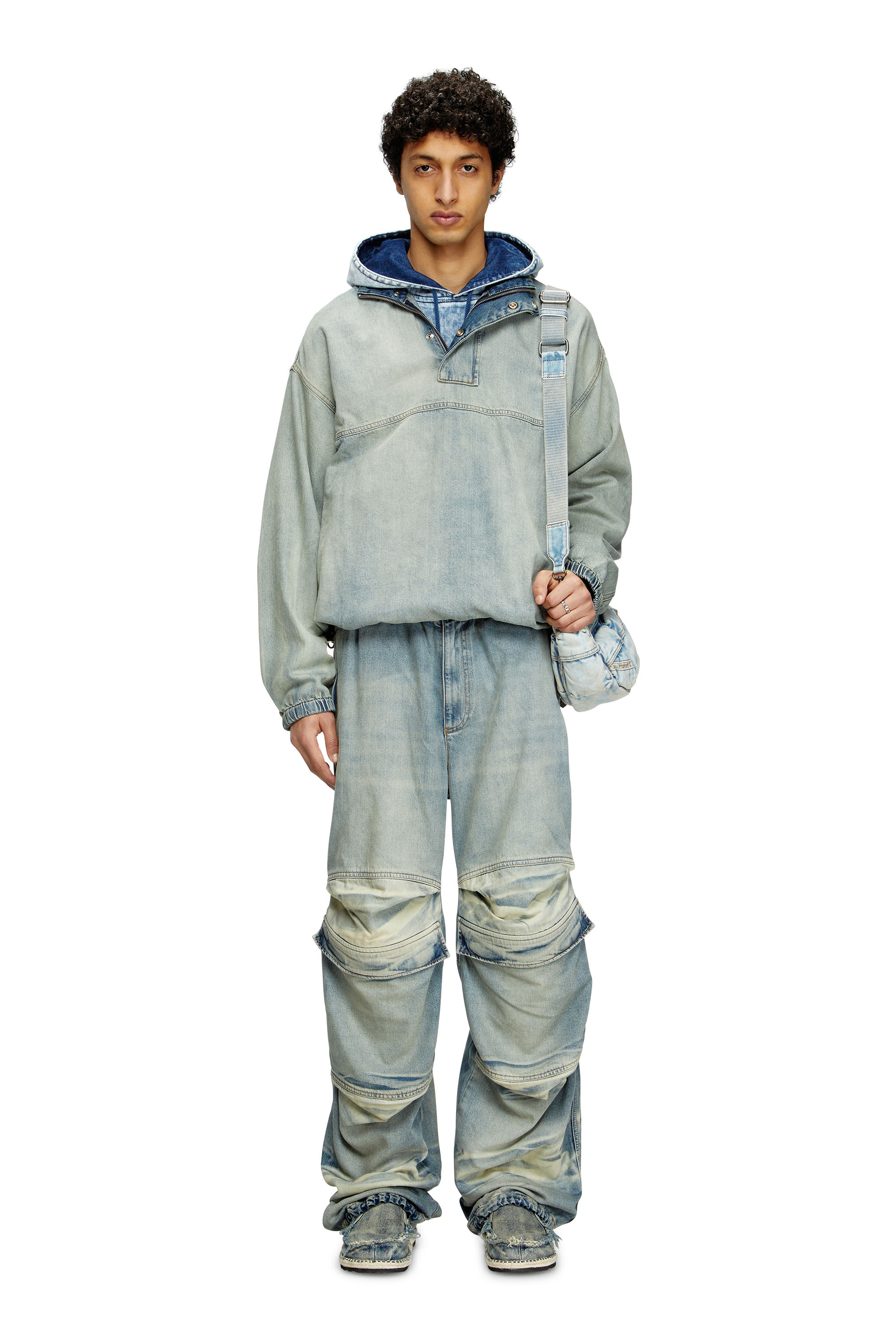 Diesel - D-FLOW-S1, Unisex's Denim pullover in light bicolour denim in ライトブルー - 1