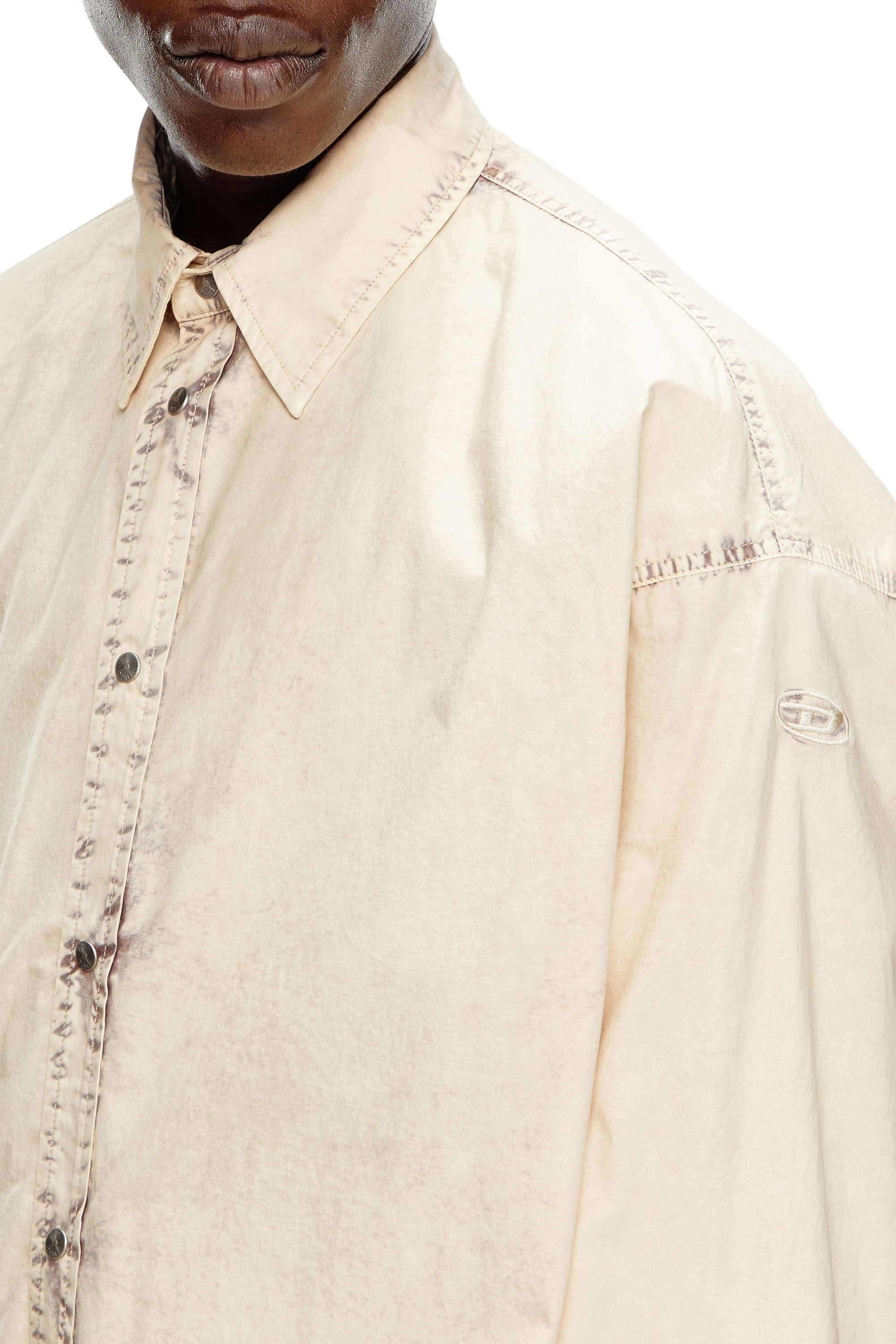 Diesel - S-VEKEN, Male's Shirt in marbled cotton in ベージュ - 5