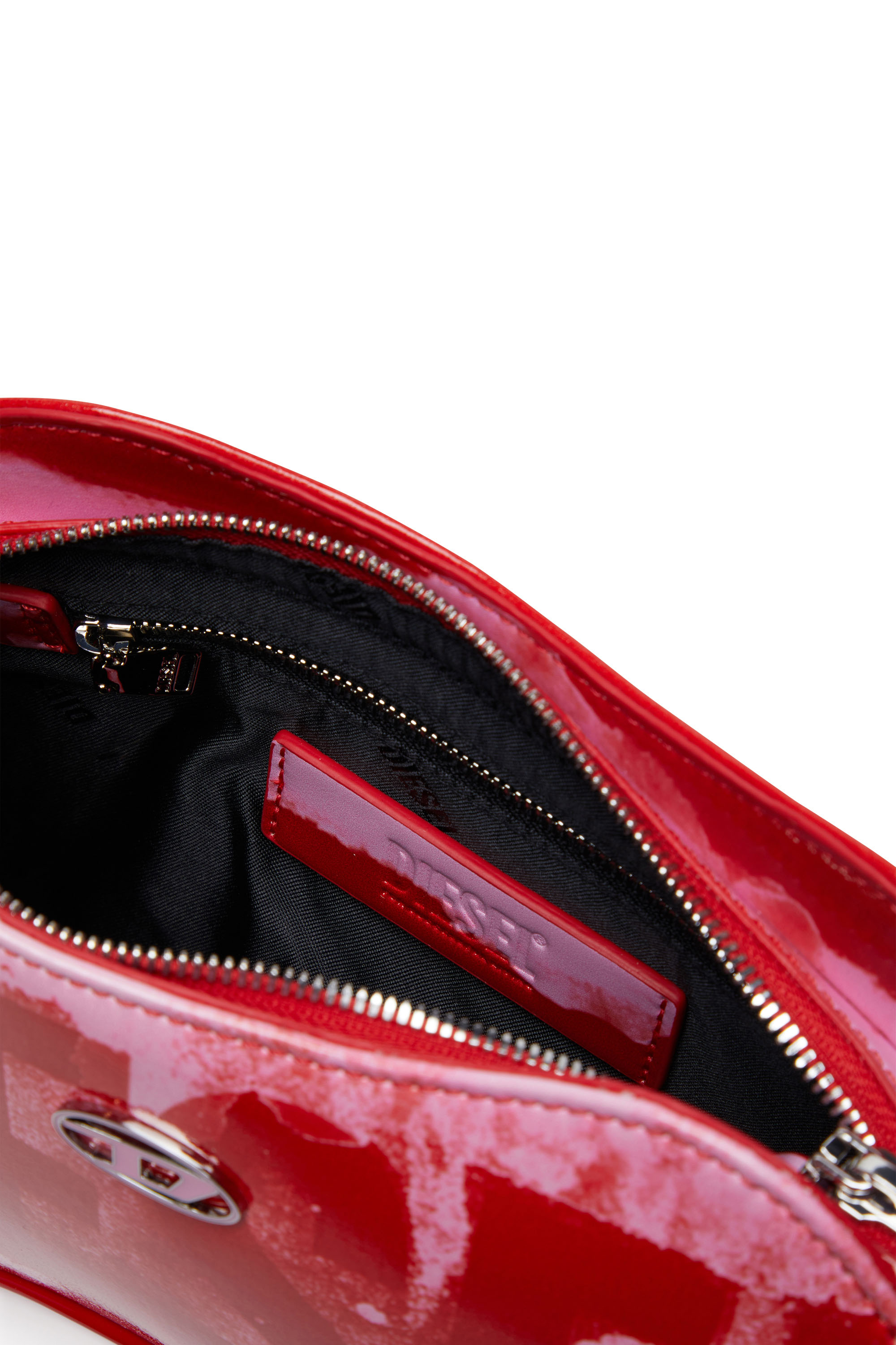Diesel - PLAY SHOULDER, Female's プリントPUショルダーバッグ in ピンク/レッド - 4