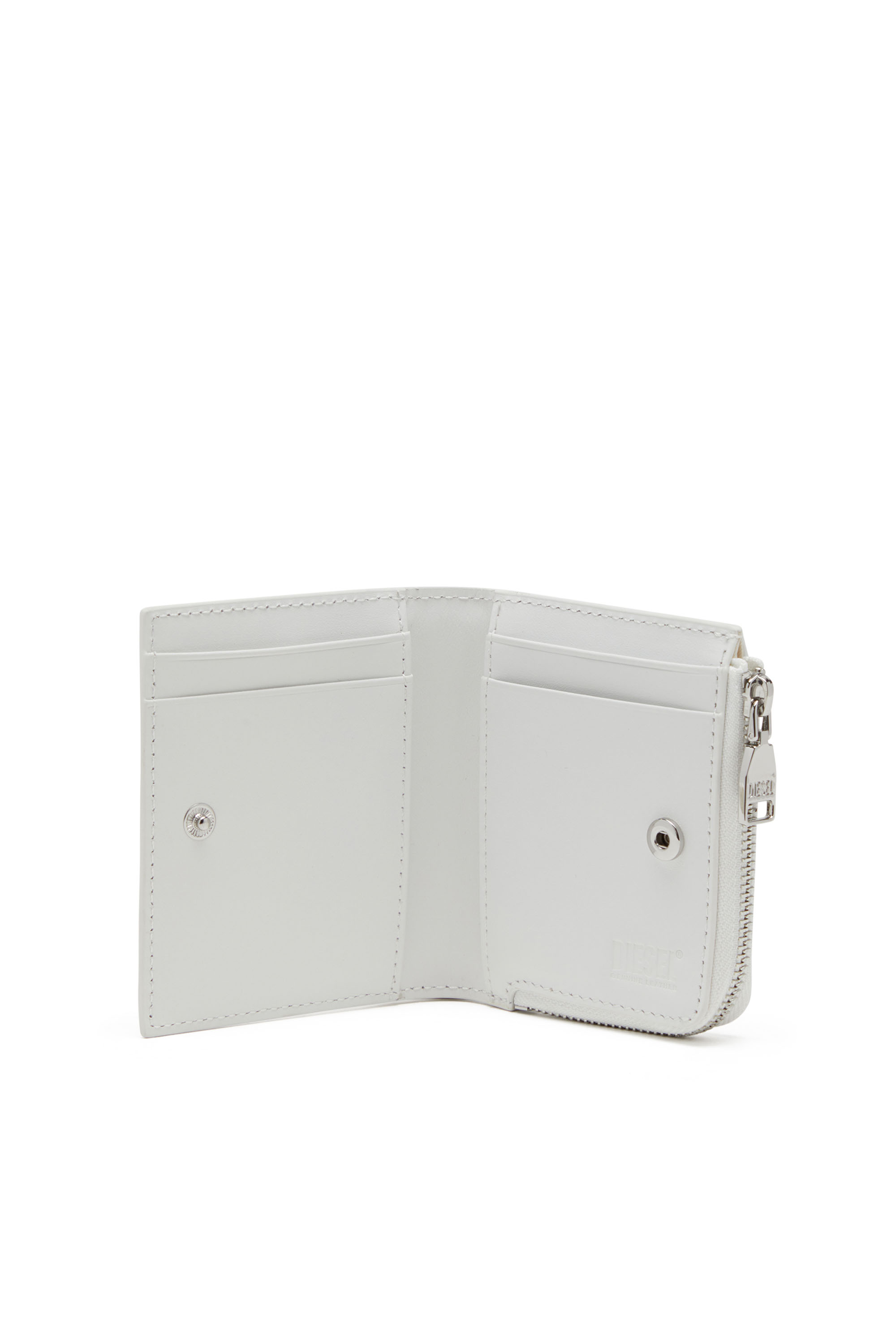 Diesel - 1DR CARD HOLDER ZIP L, Female's Bi-fold card holder in nappa leather in ホワイト - 3