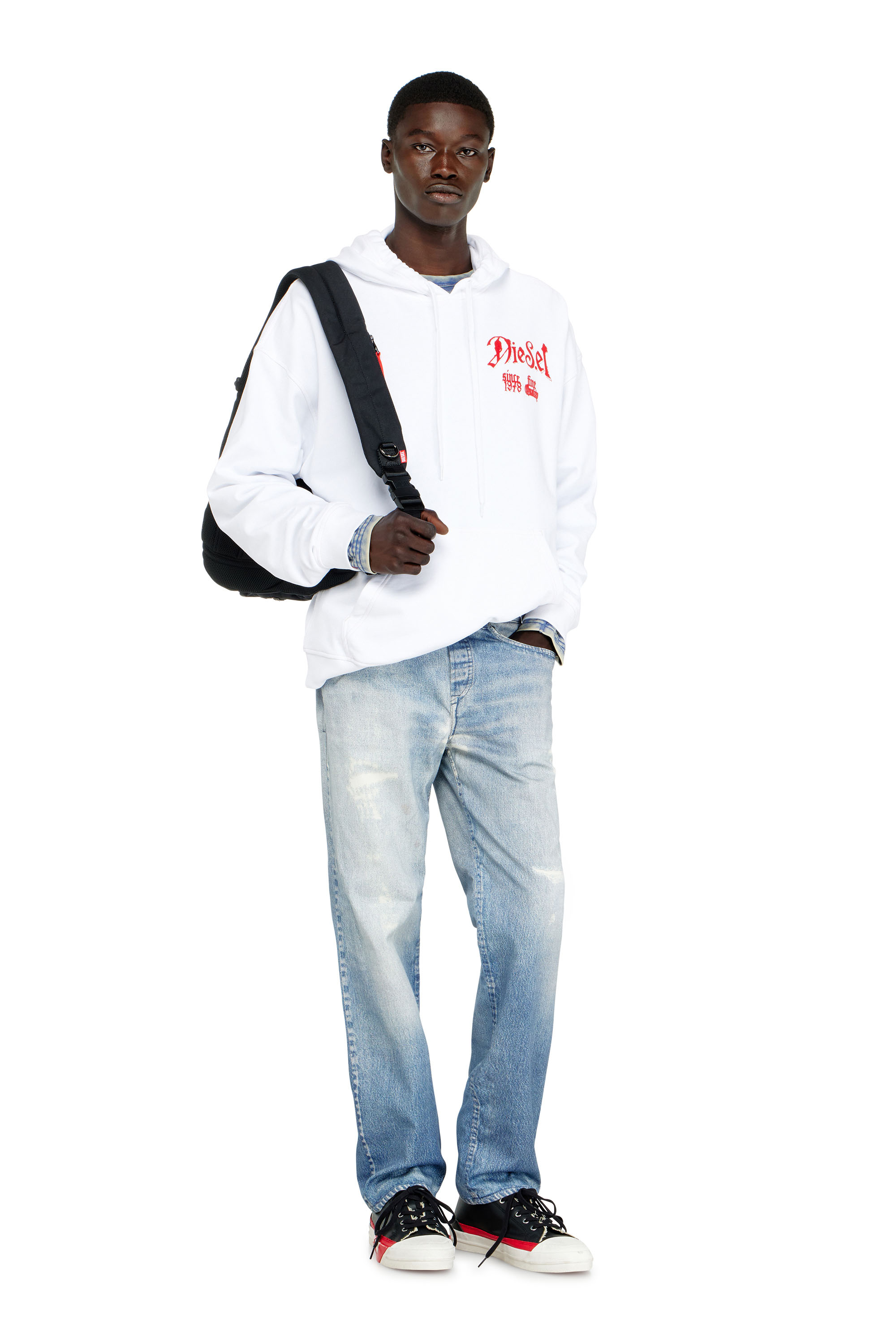 Diesel - S-BOXT-HOOD-AA2, Male's プルオーバーパーカー in ホワイト - 1