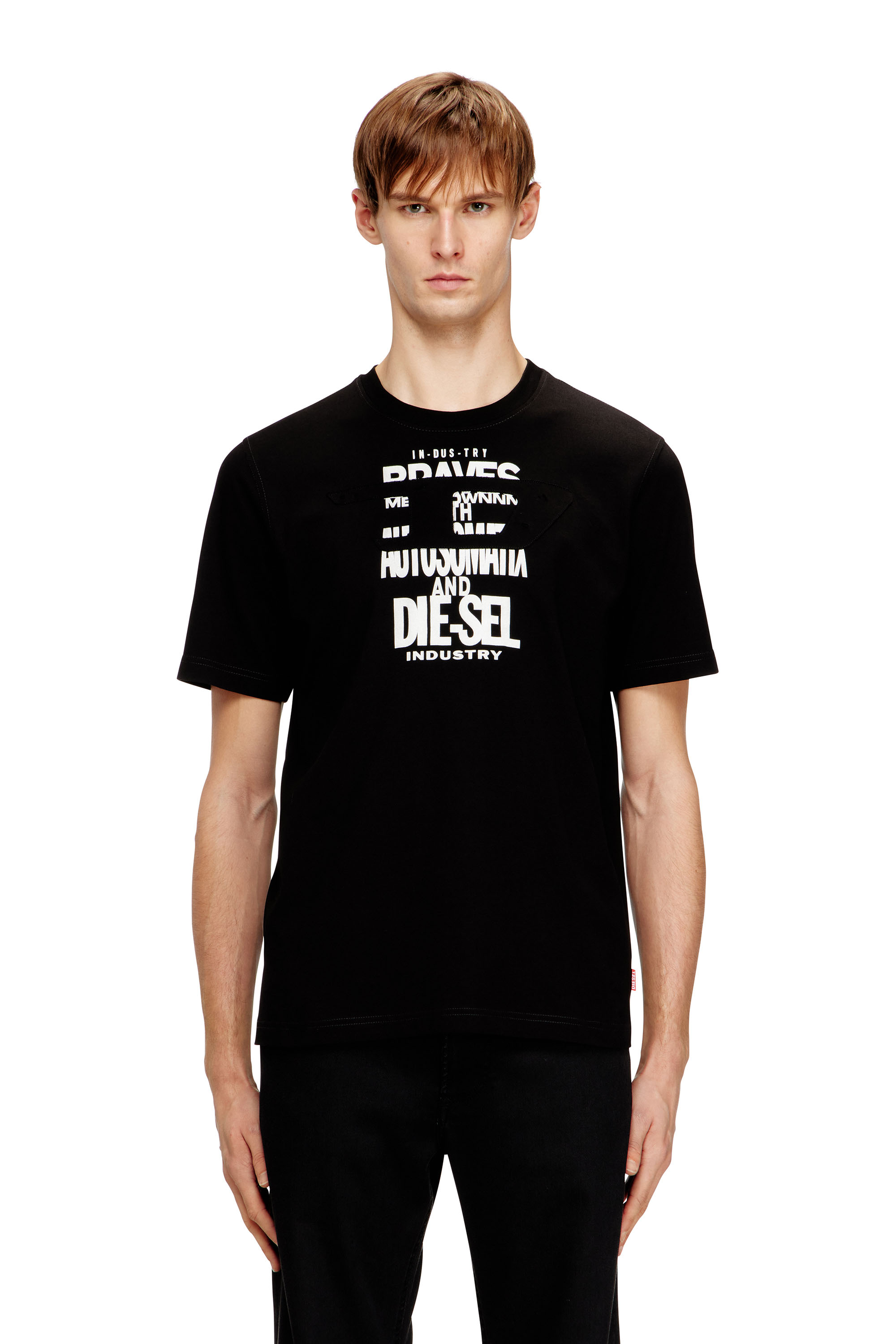 Diesel - T-ADJUST-V9, Male's Tシャツ in ブラック - 1
