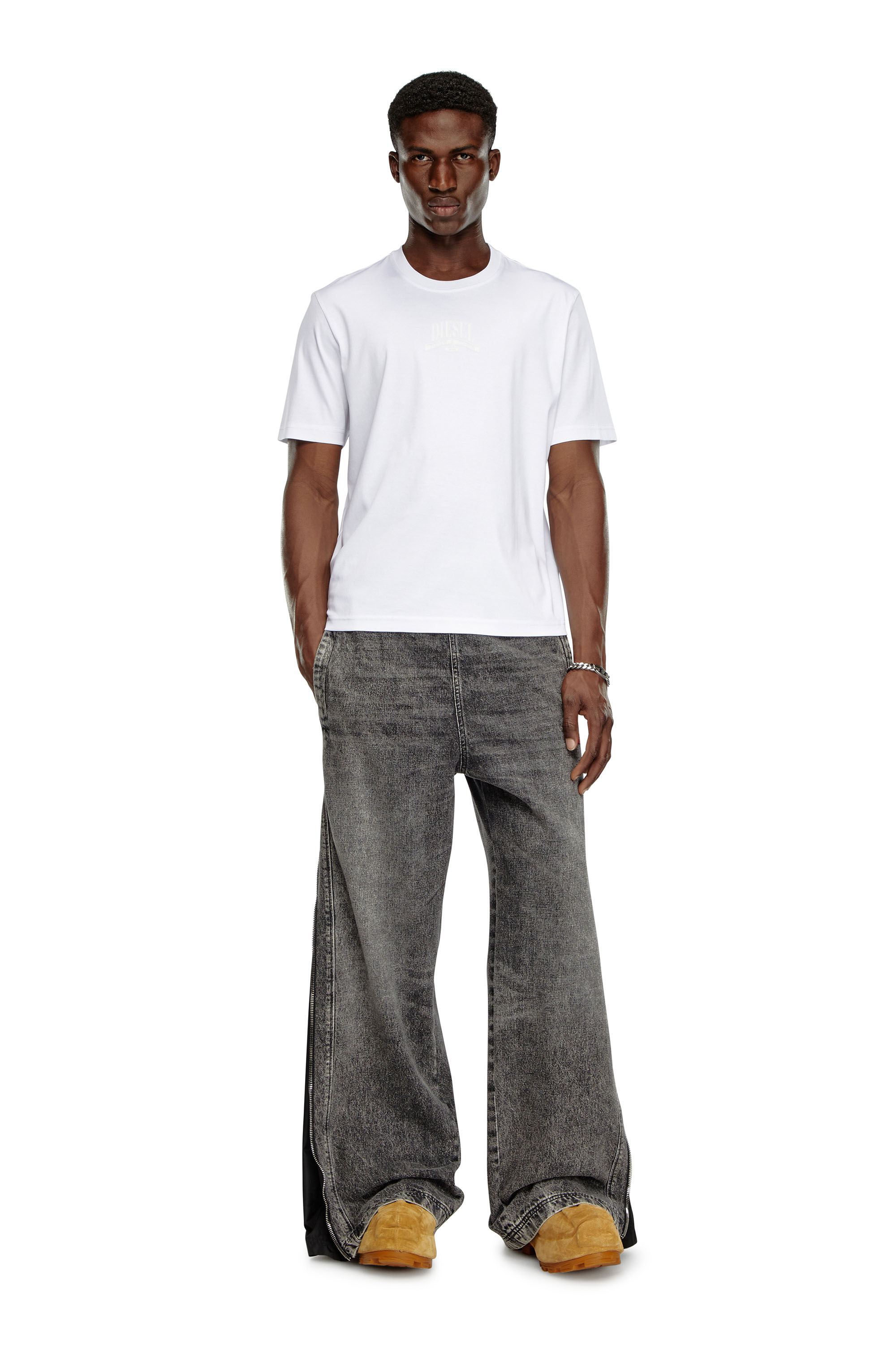 Diesel - T-MADJUST-K1, Male's Interlock T-shirt with tonal Diesel print in ホワイト - 2