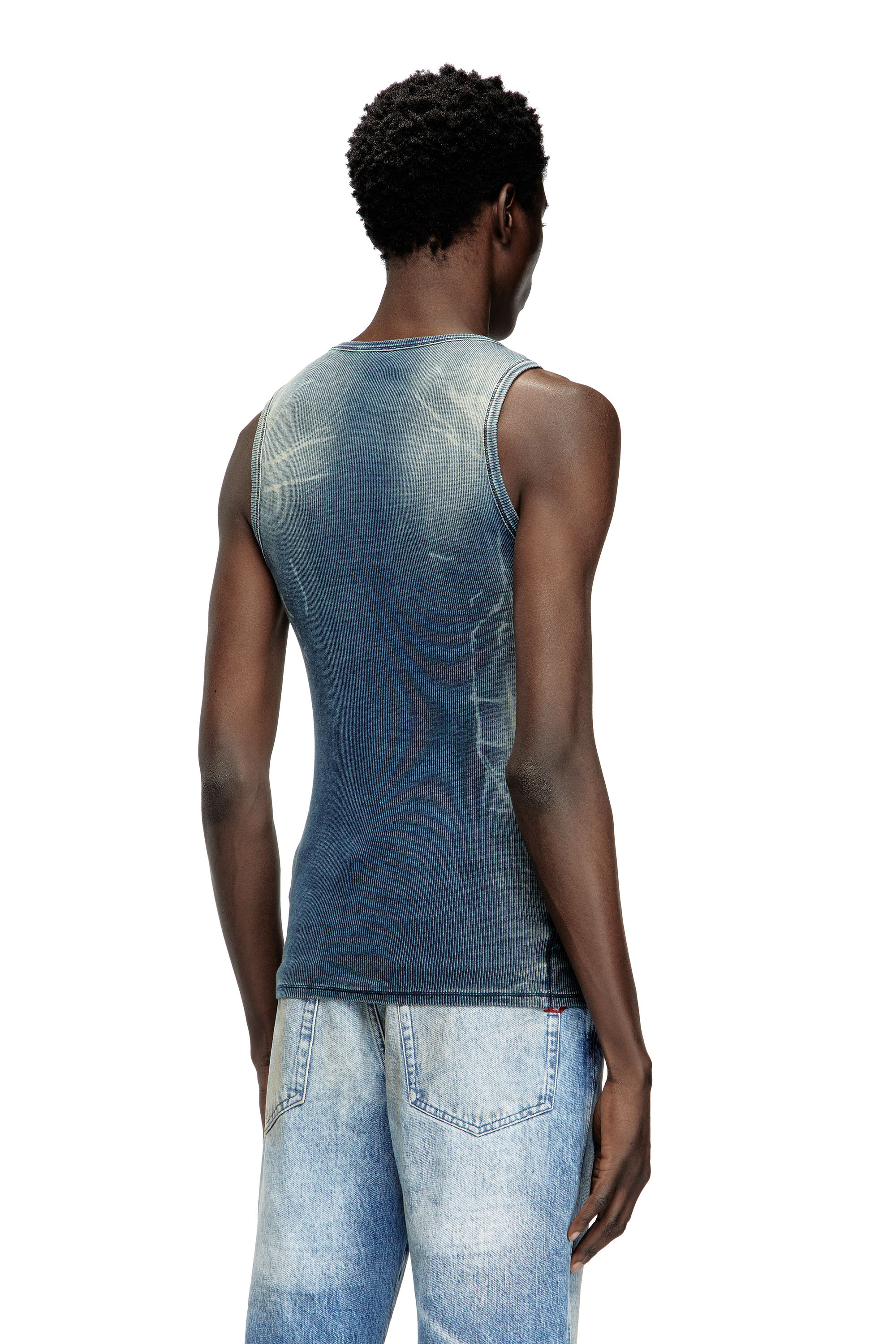 Diesel - T-GO, Unisex's Ribbed tank top with denim trompe l'oeil in ダークブルー - 4