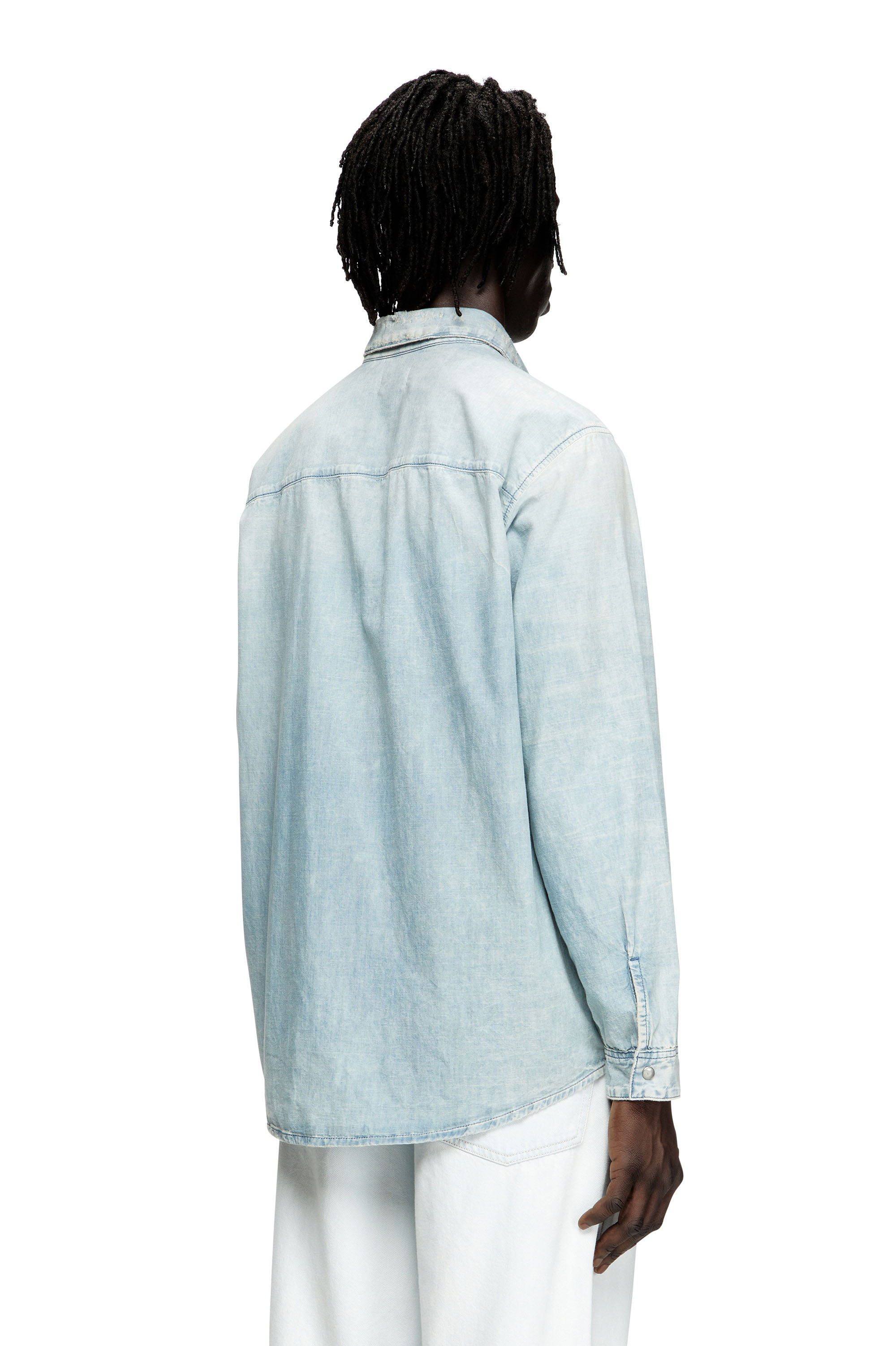 Diesel - D-SIMPLY, Male's Shirt in bleach-effect denim in ライトブルー - 4