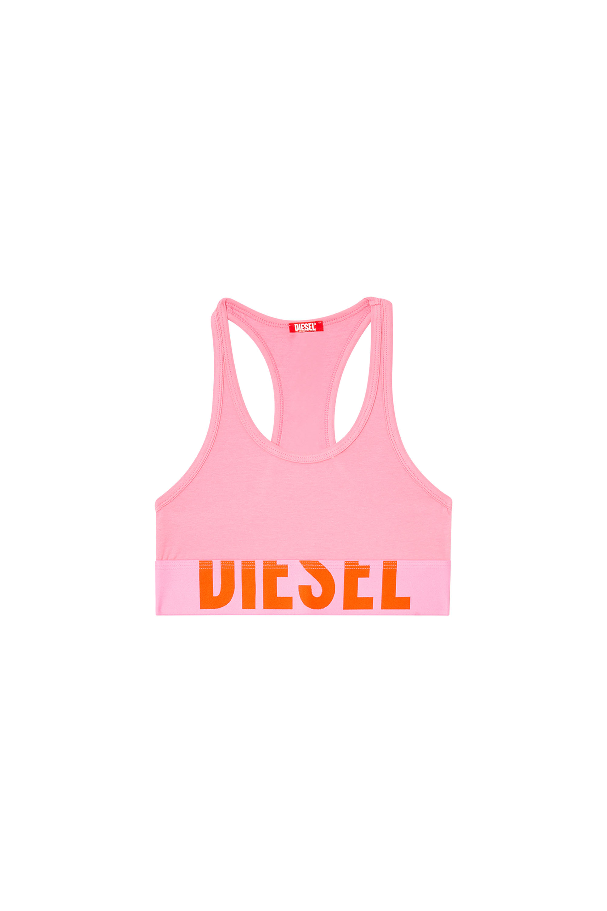 Diesel - UFSB-COTTON-RACE-BRALETTE-XL, Female's スポーツブラ in ピンク / ホワイト - 2