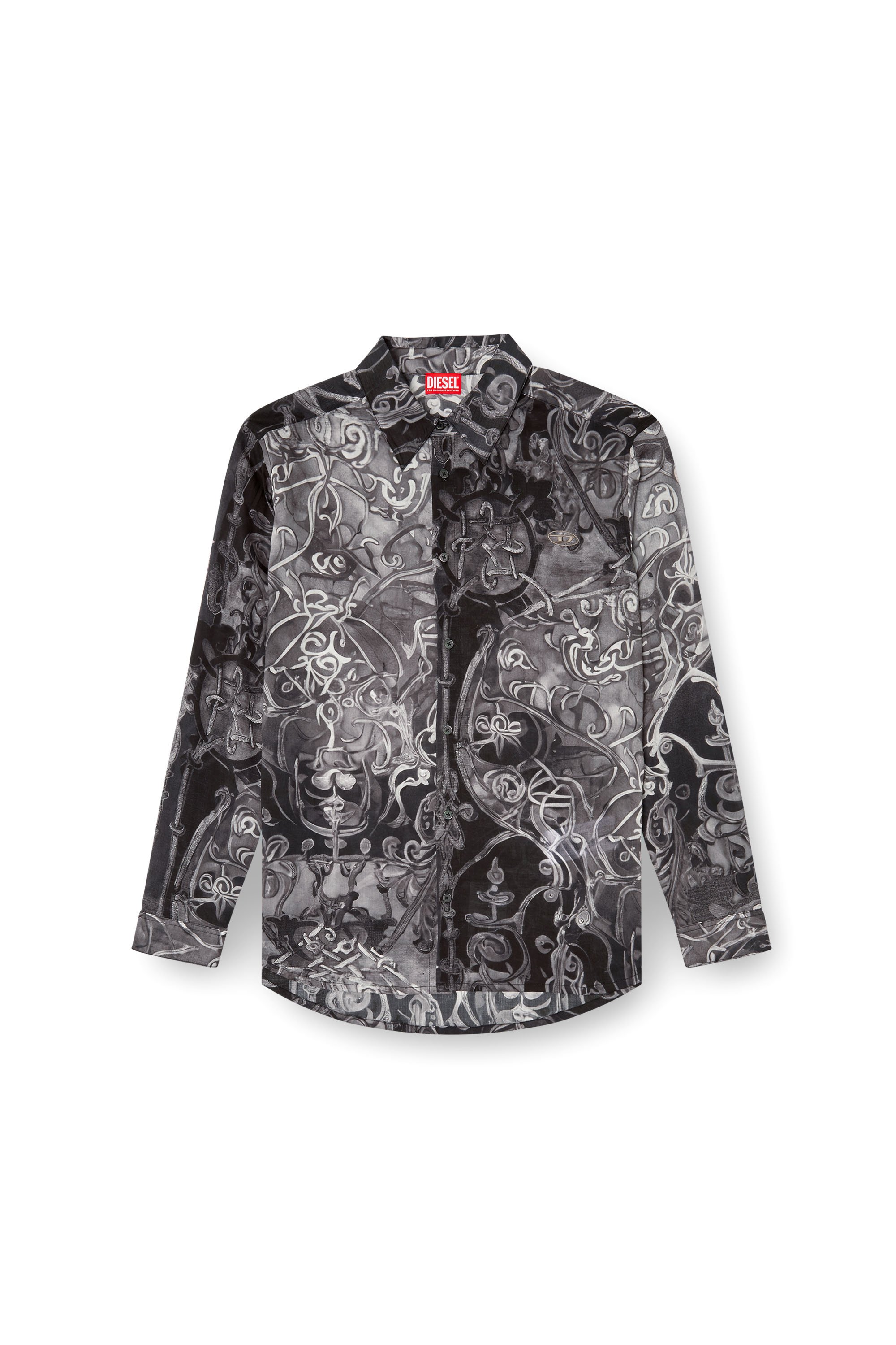 Diesel - S-SIMPLY-B-AJFW, Male's TENCEL™ shirt with medieval print in ブラック - 3