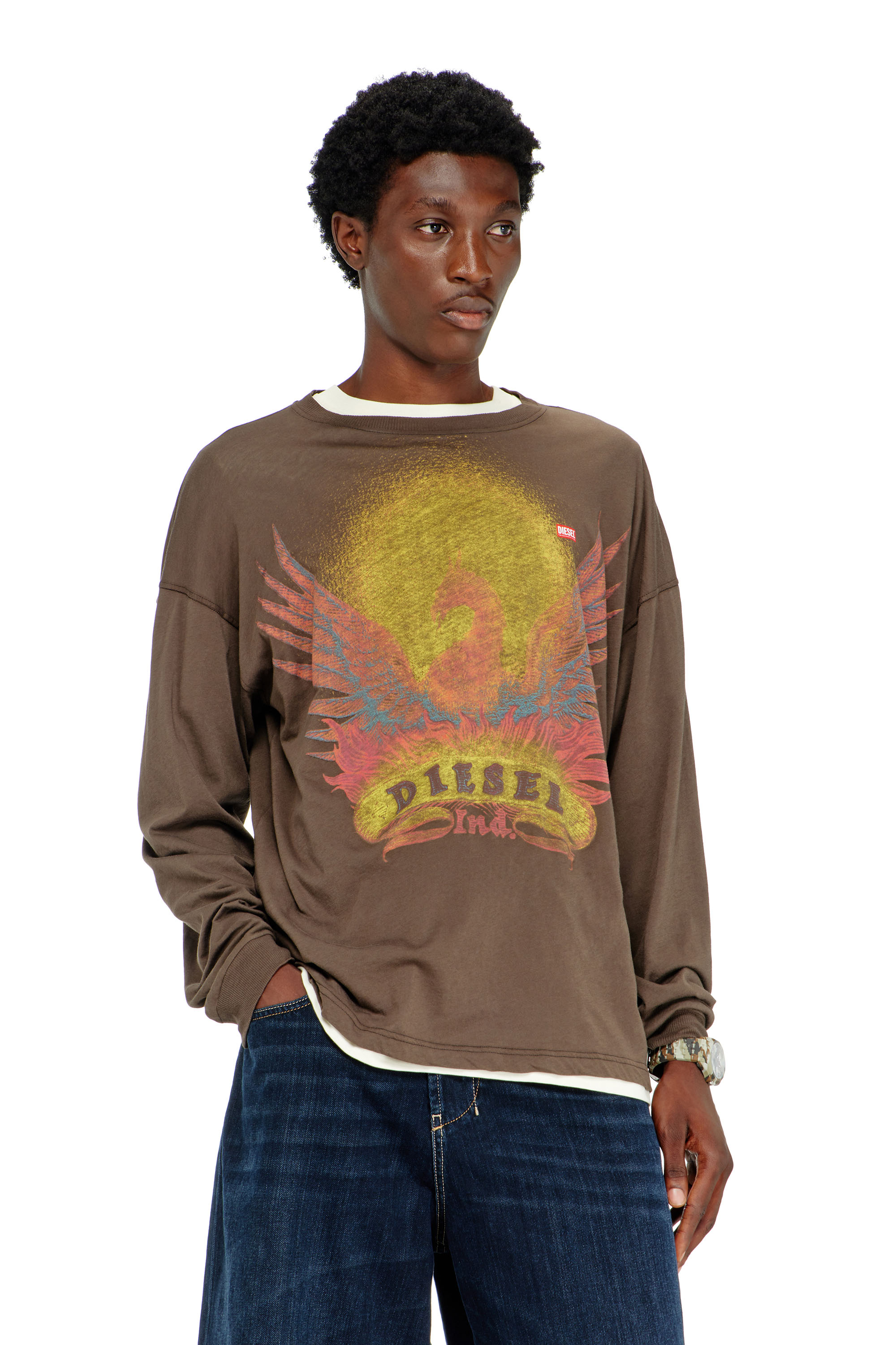 Diesel - T-BOXT-LS-AA1, Male's 長袖Tシャツ in ブラウン - 1