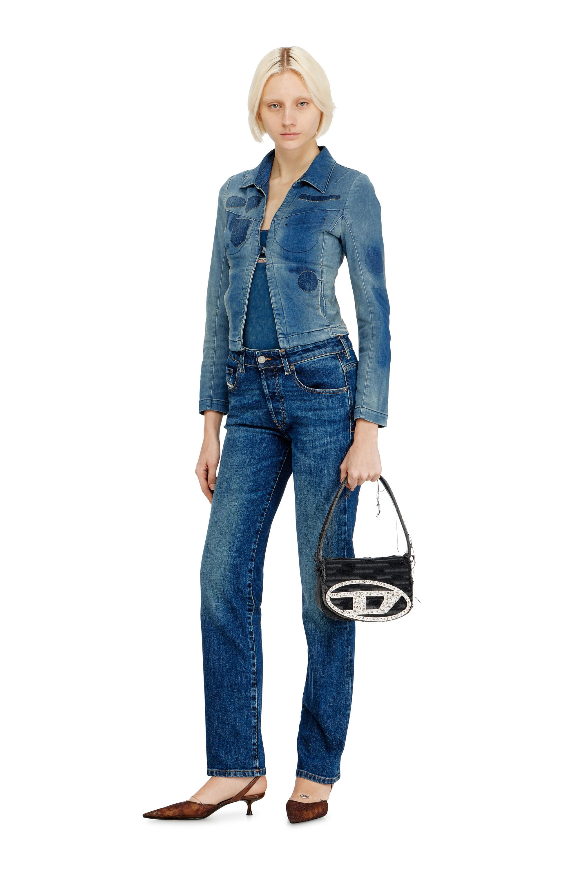 Diesel - 1DR, Female's 1DR-Iconic shoulder bag in canvas and leather in ブラック - 2