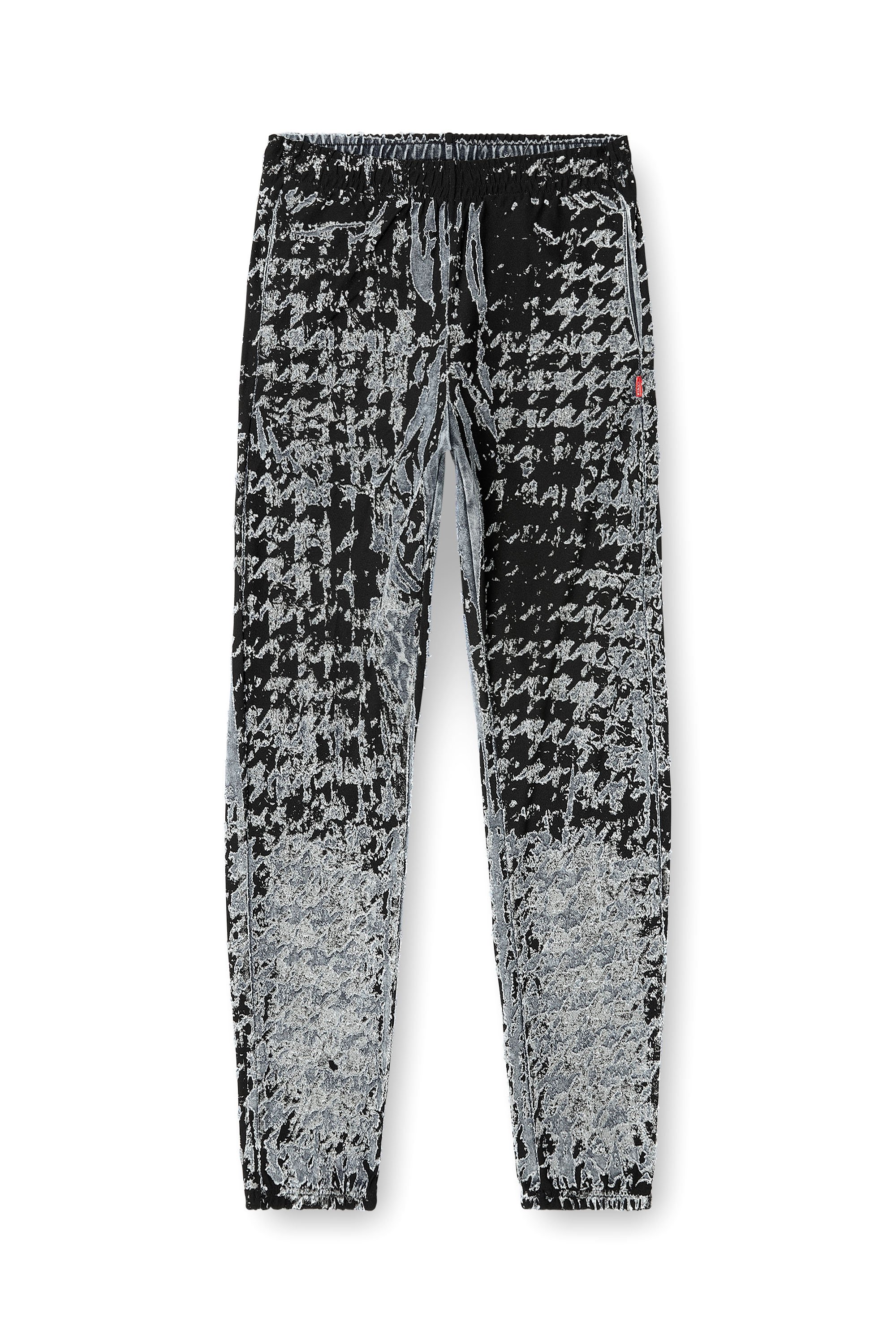 Diesel - P-LABIS, Male's Elasticated pants in devoré houndstooth in ブラック/ホワイト - 3