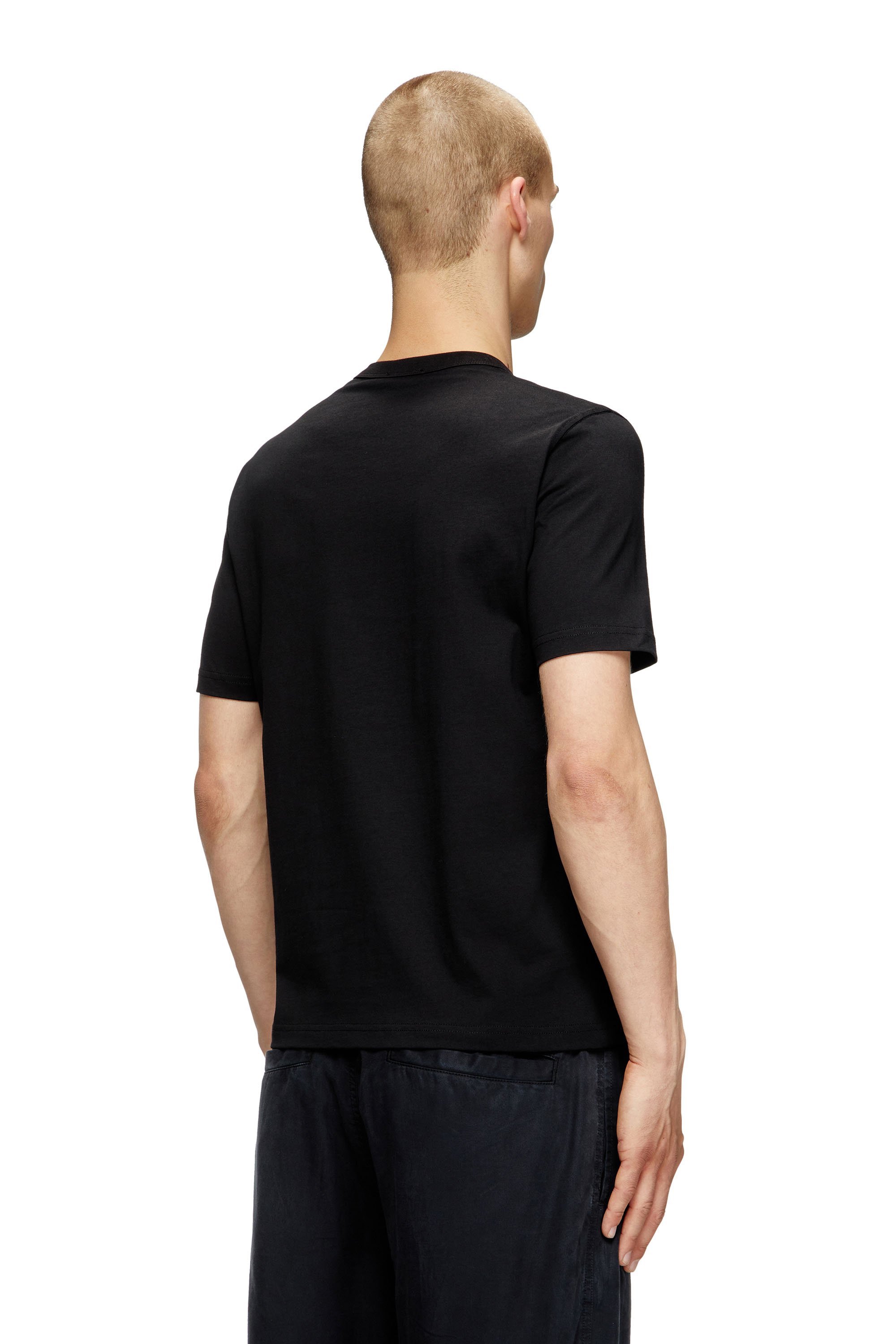 Diesel - T-ADJUST-MICRODIV, Unisex's T-shirt with micro-embroidered logo in ブラック - 4