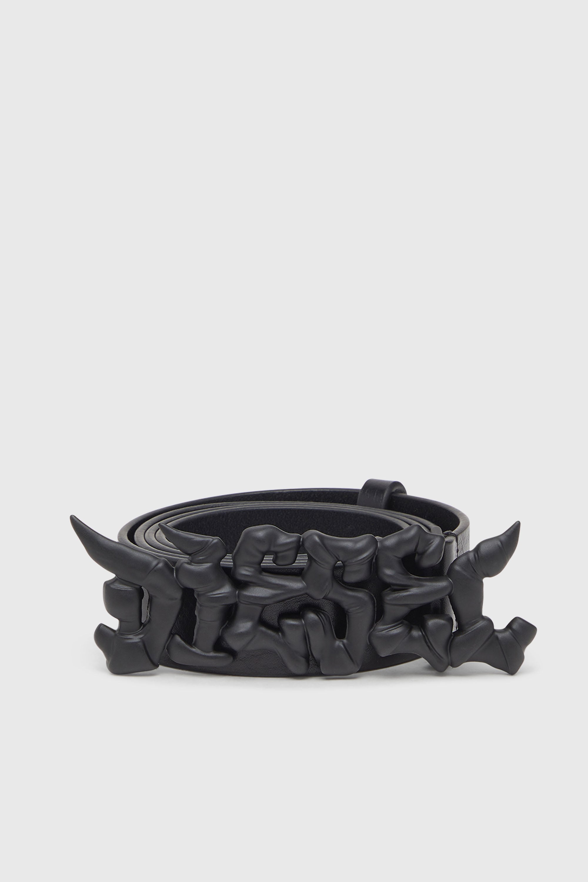 Diesel - B-GRAFFITI, Unisex's 3.5cm pull-up leather belt with graffiti buckle in ブラック - 1