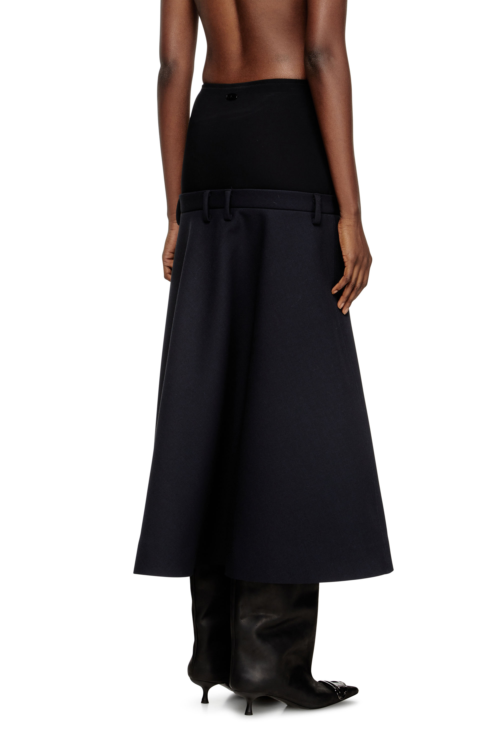 Diesel - O-GRACE-BOND, Female's Drop-waist skirt in neoprene-bonded fabric in ダークブルー - 4
