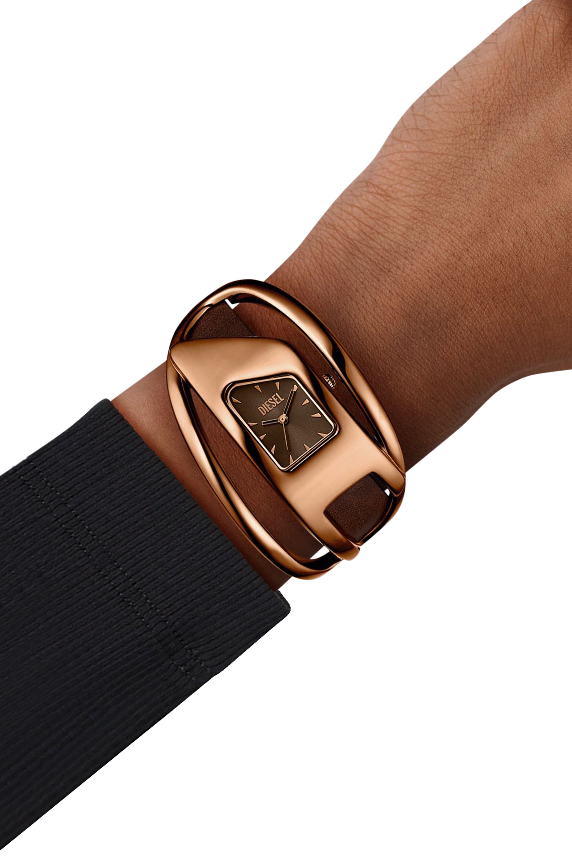 Diesel - DZ5630 WATCH, Female's Wrap-D brown leather watch in ブロンズ - 4