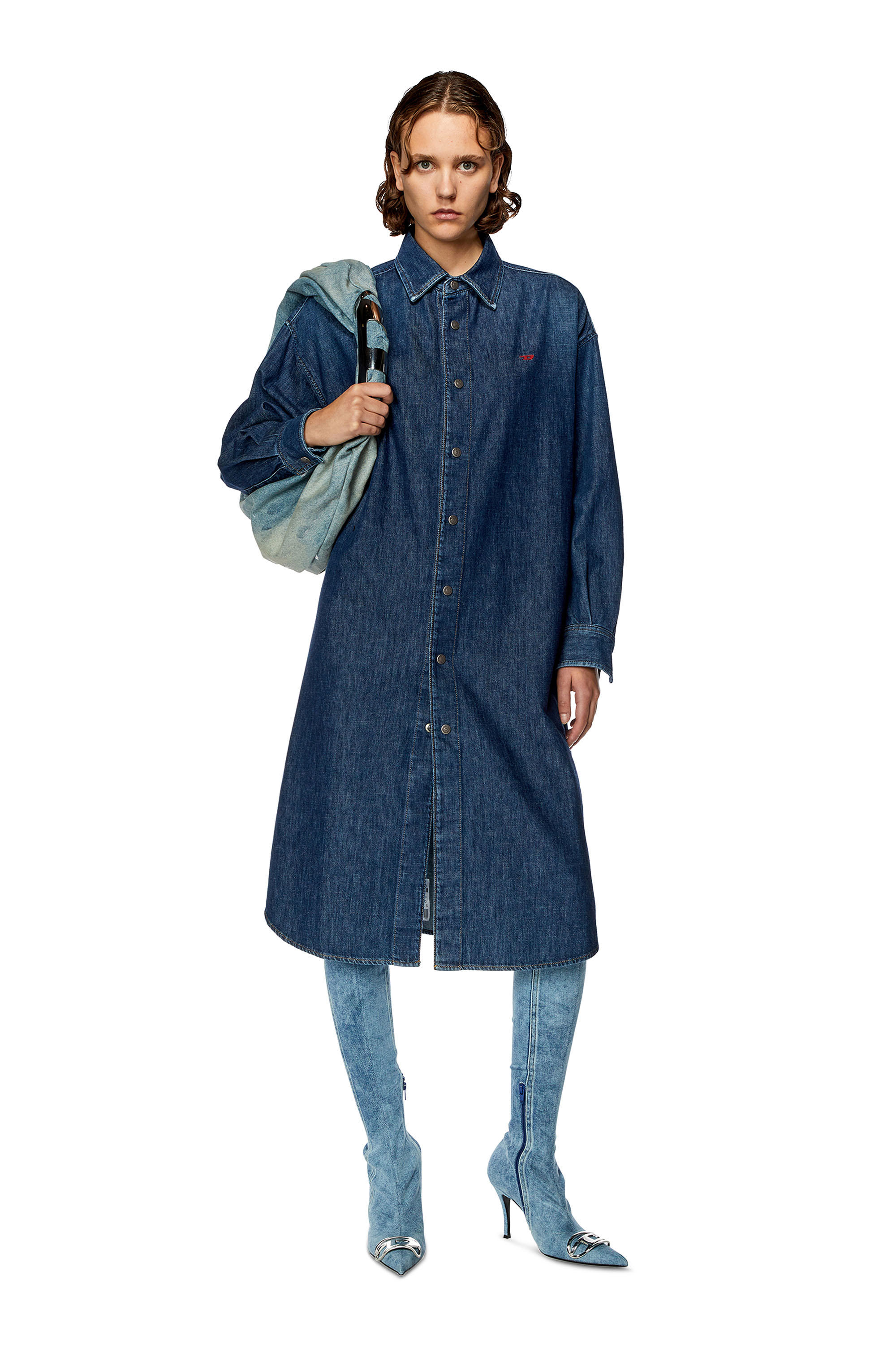 Diesel - DE-DALIS, Female's Shirt dress in denim in ダークブルー - 1