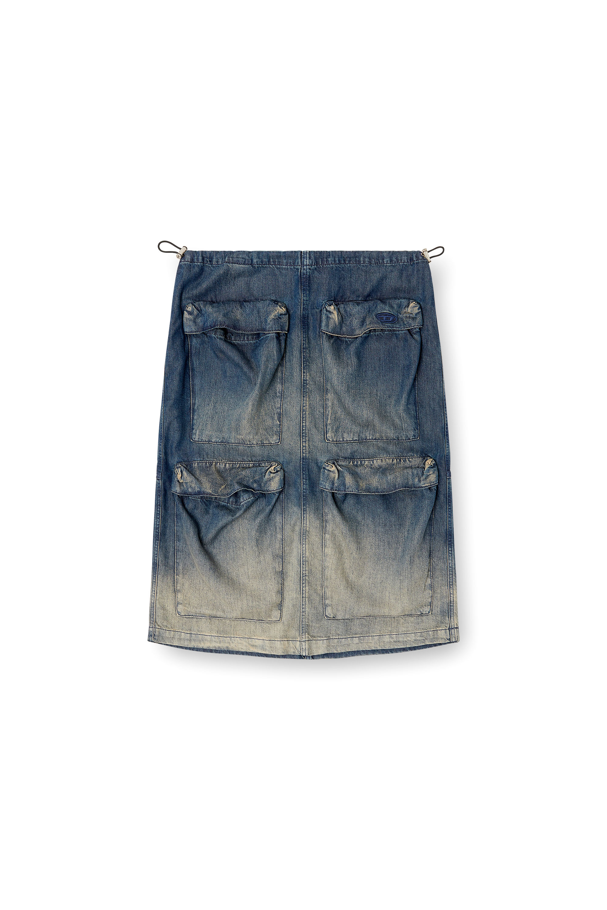 Diesel - DE-MEGI-S, Female's Midi skirt in gradient fluid denim in ダークブルー - 2