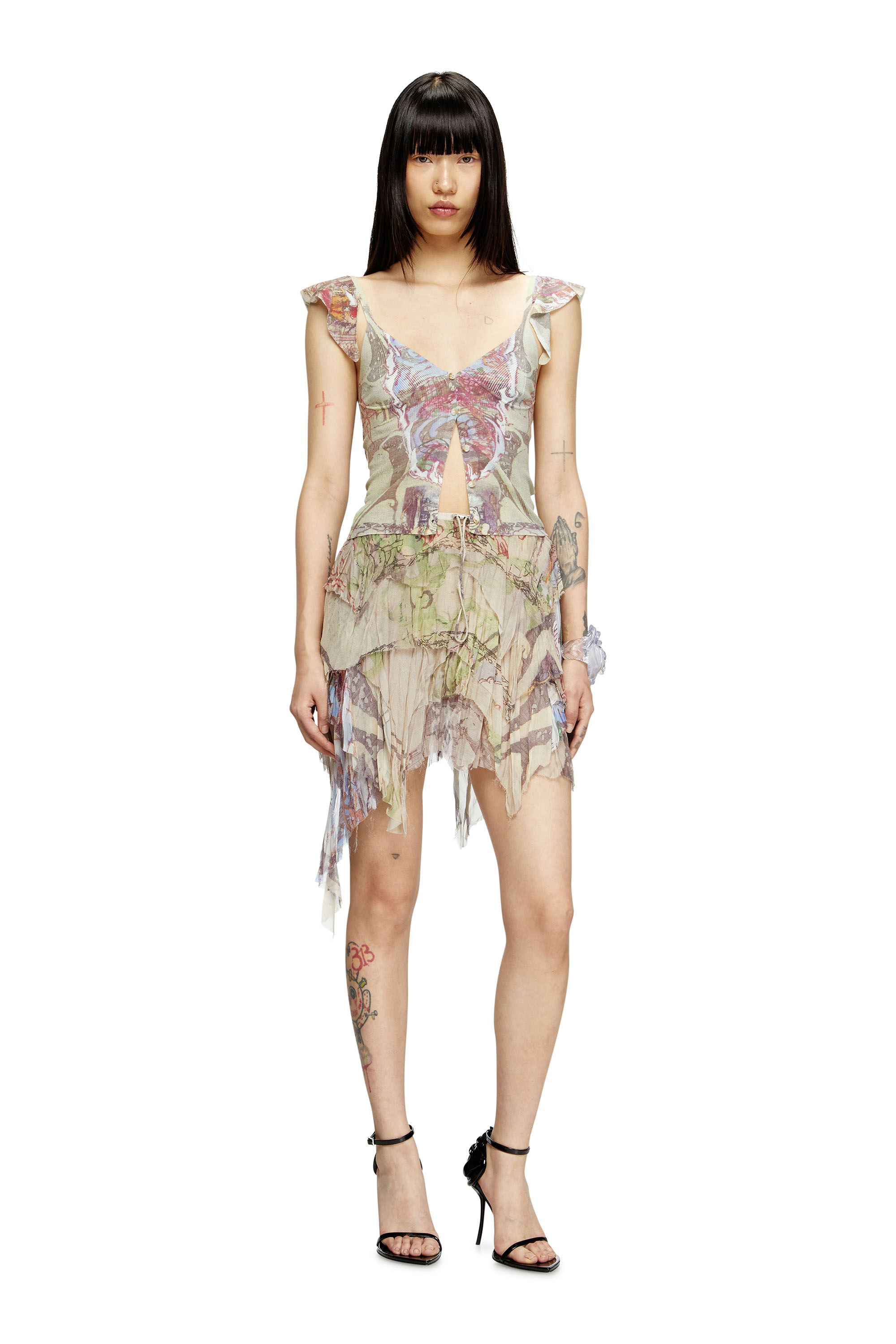 Diesel - M-FIORE, Female's クロップトップ in ベージュ - 1