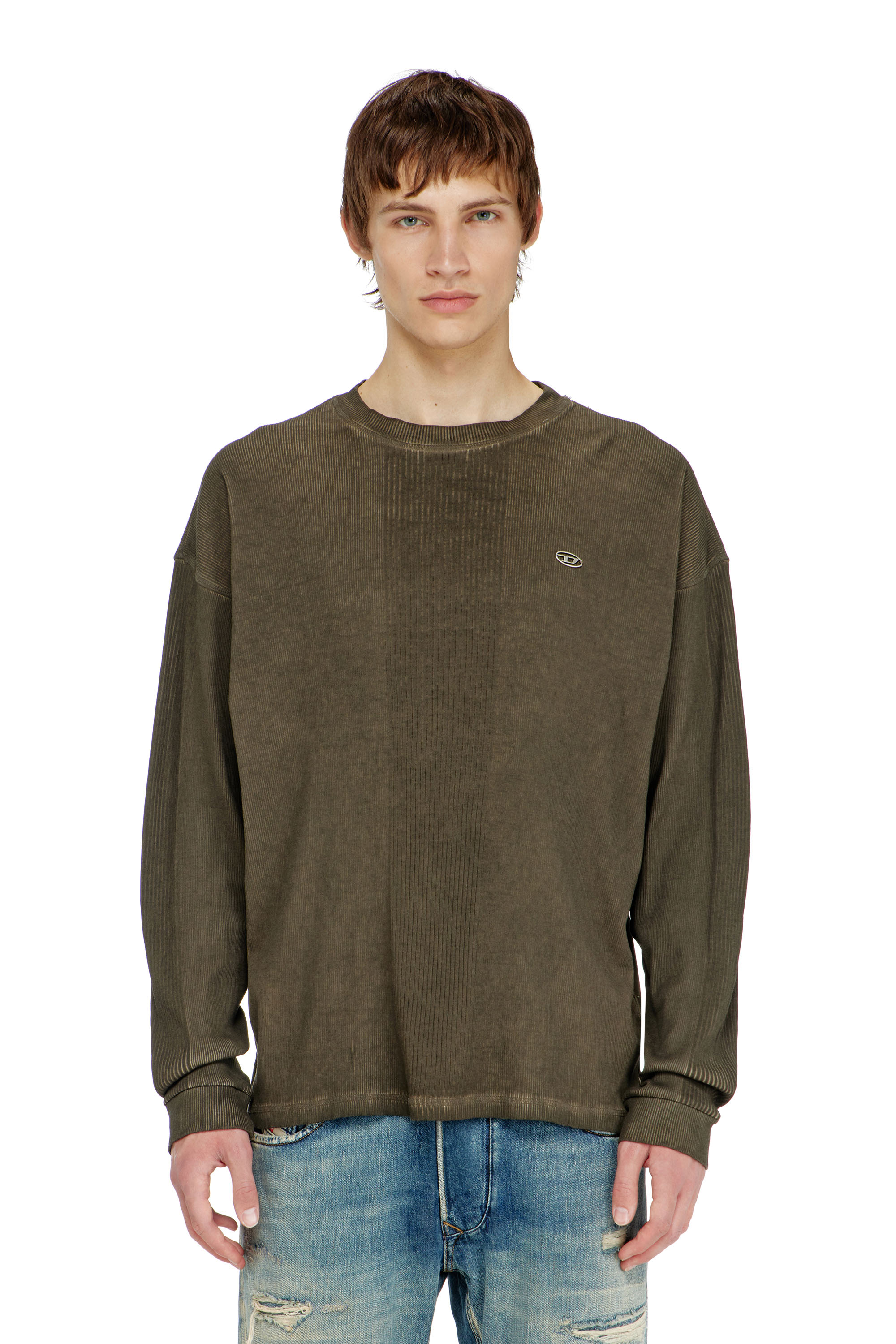 Diesel - T-BOAT, Male's 長袖Tシャツ in ミリタリーグリーン - 5