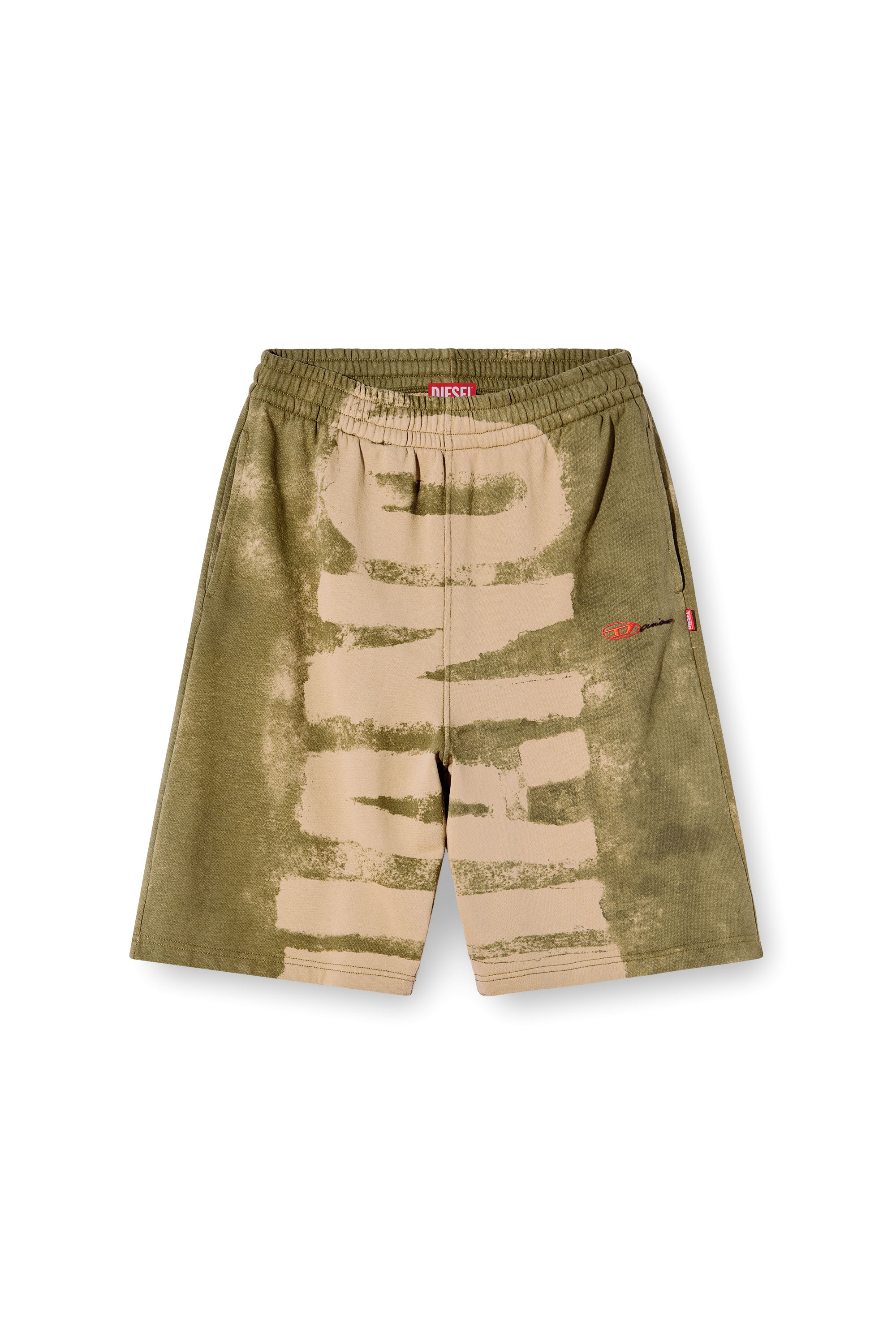 Diesel - P-MARSHY-BLEEDING-DD, Unisex's Sweat shorts with Damiano print in グリーン - 3