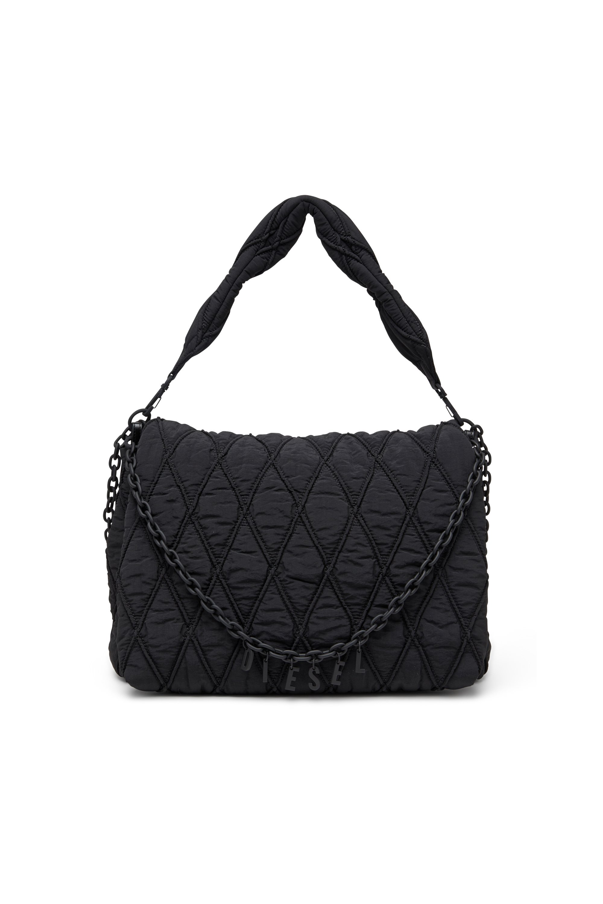 Diesel - CHARM-D SHOULDER L, Female's Charm-D L-Shoulder bag in quilted washed nylon in ブラック - 1