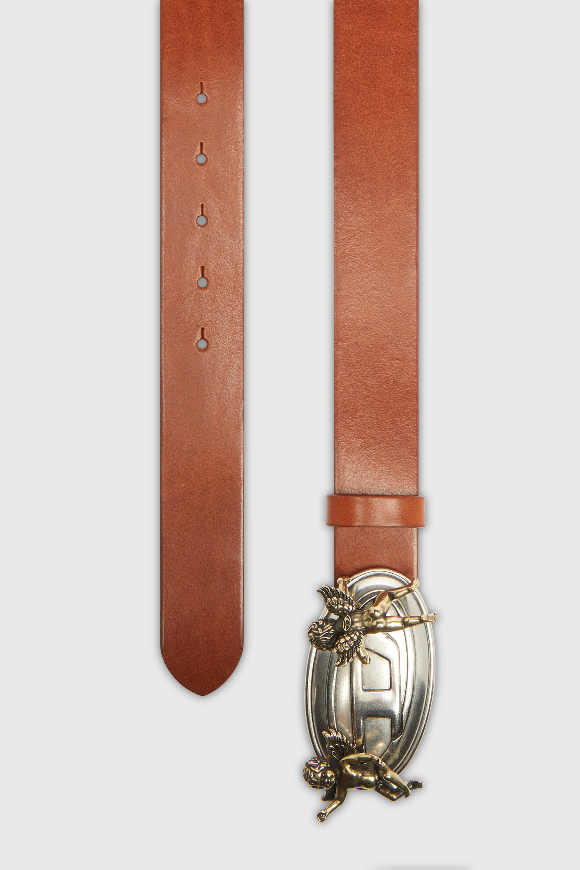 Diesel - B-OVAL ANGELS 35, Female's 3.5cm leather belt with cherub Oval D buckle in ブラウン - 2