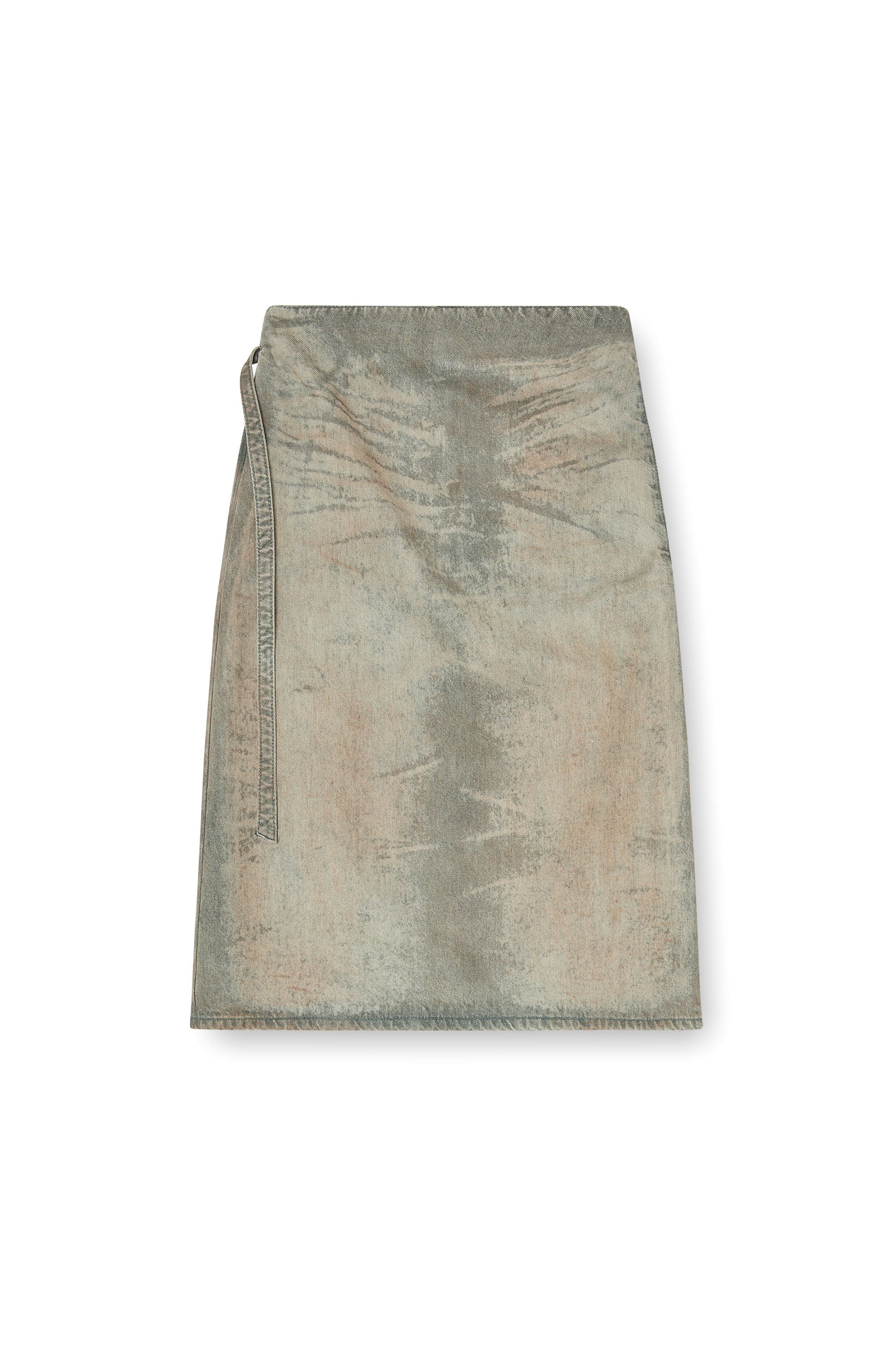 Diesel - DE-MORIKA-FSI, Female's Midi skirt in cotton-hemp satin denim in グレー - 2