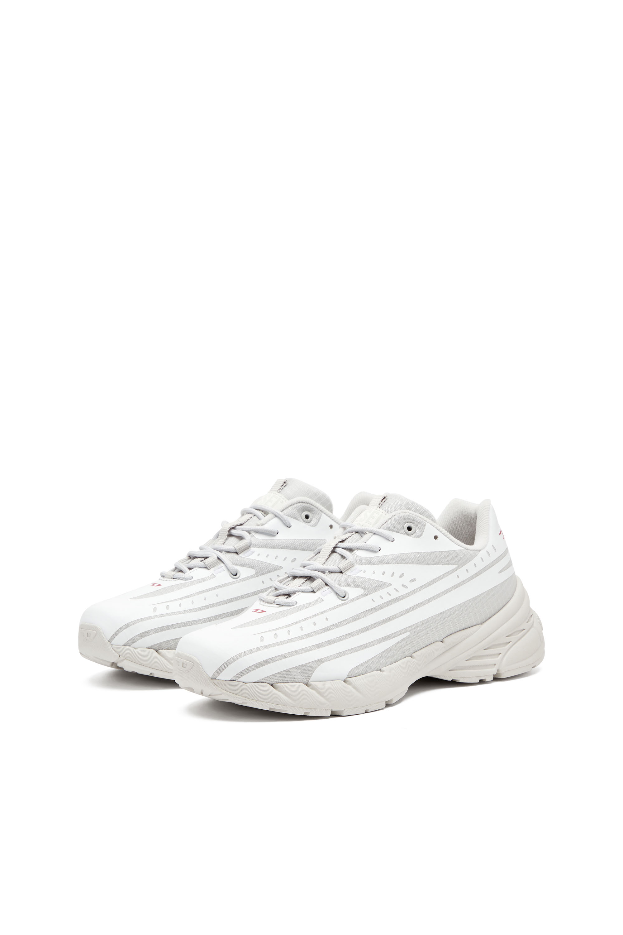 Diesel - D-AIRSPEED LOW W, Female's D-Airspeed Low-Striped sneakers in coated ripstop in ホワイト/グレー - 9