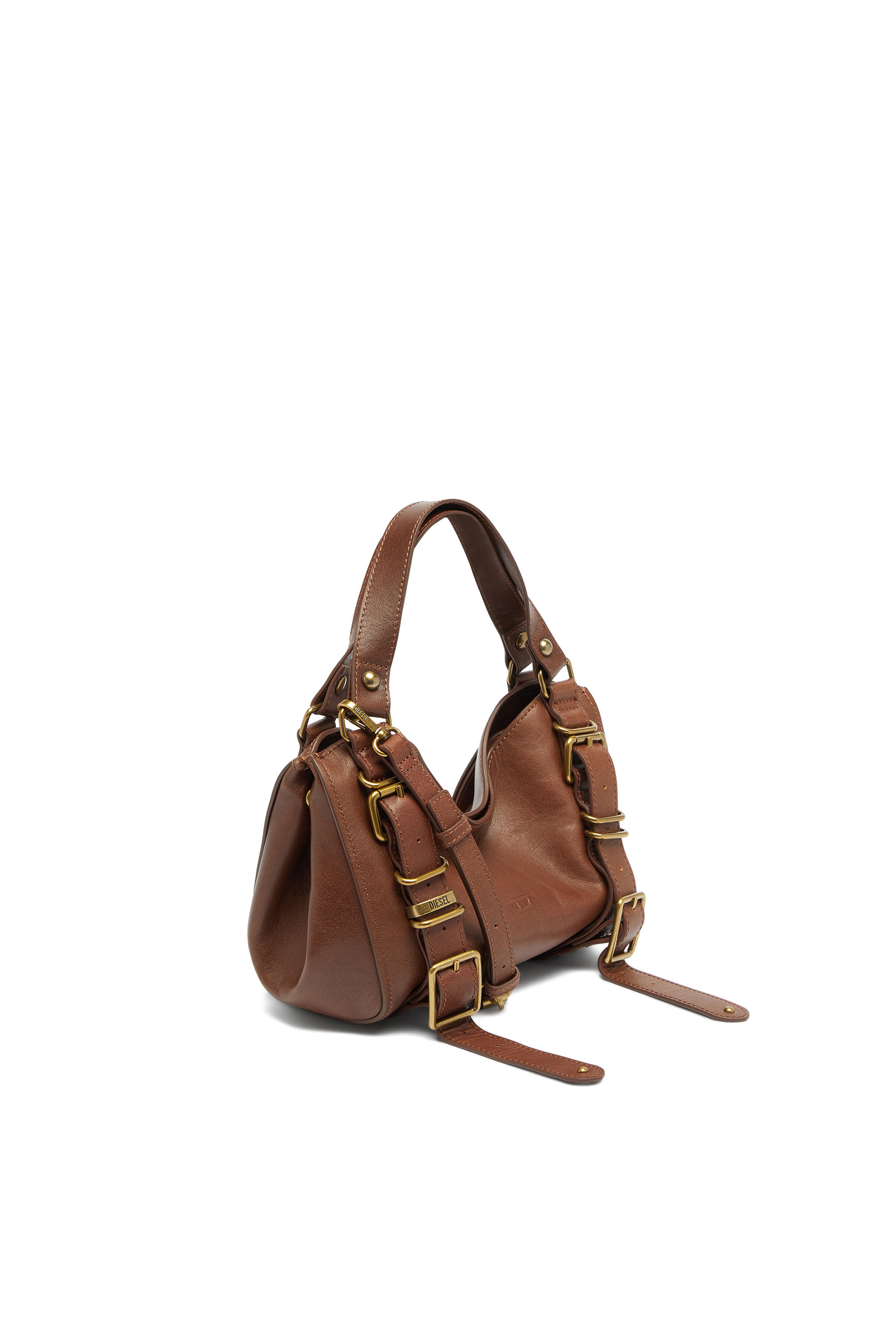 Diesel - D-ONE TOPHANDLE S, Female's D-One-Small top-handle bag in treated leather in ブラウン - 3