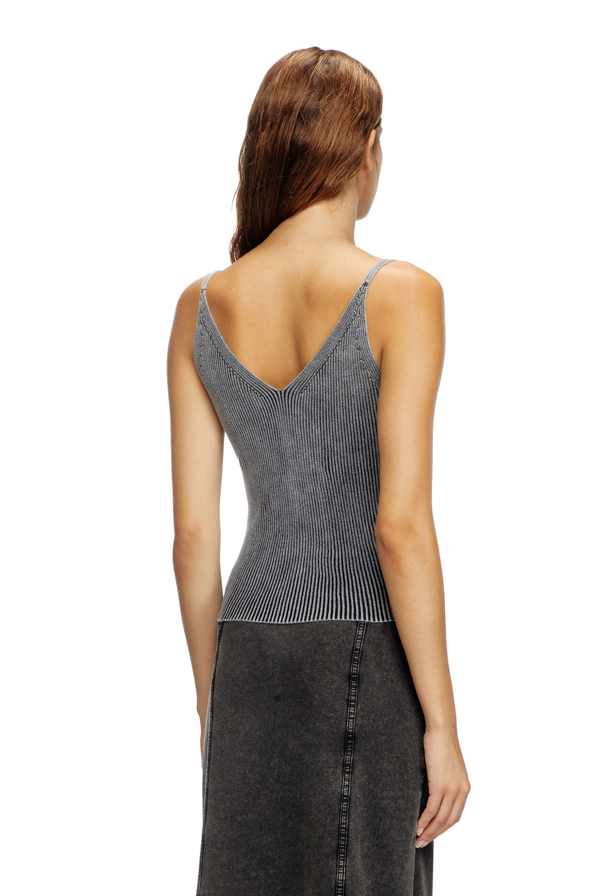 Diesel - M-MELLY, Female's Knit tank top with denim cargo pockets in ダークグレー - 4