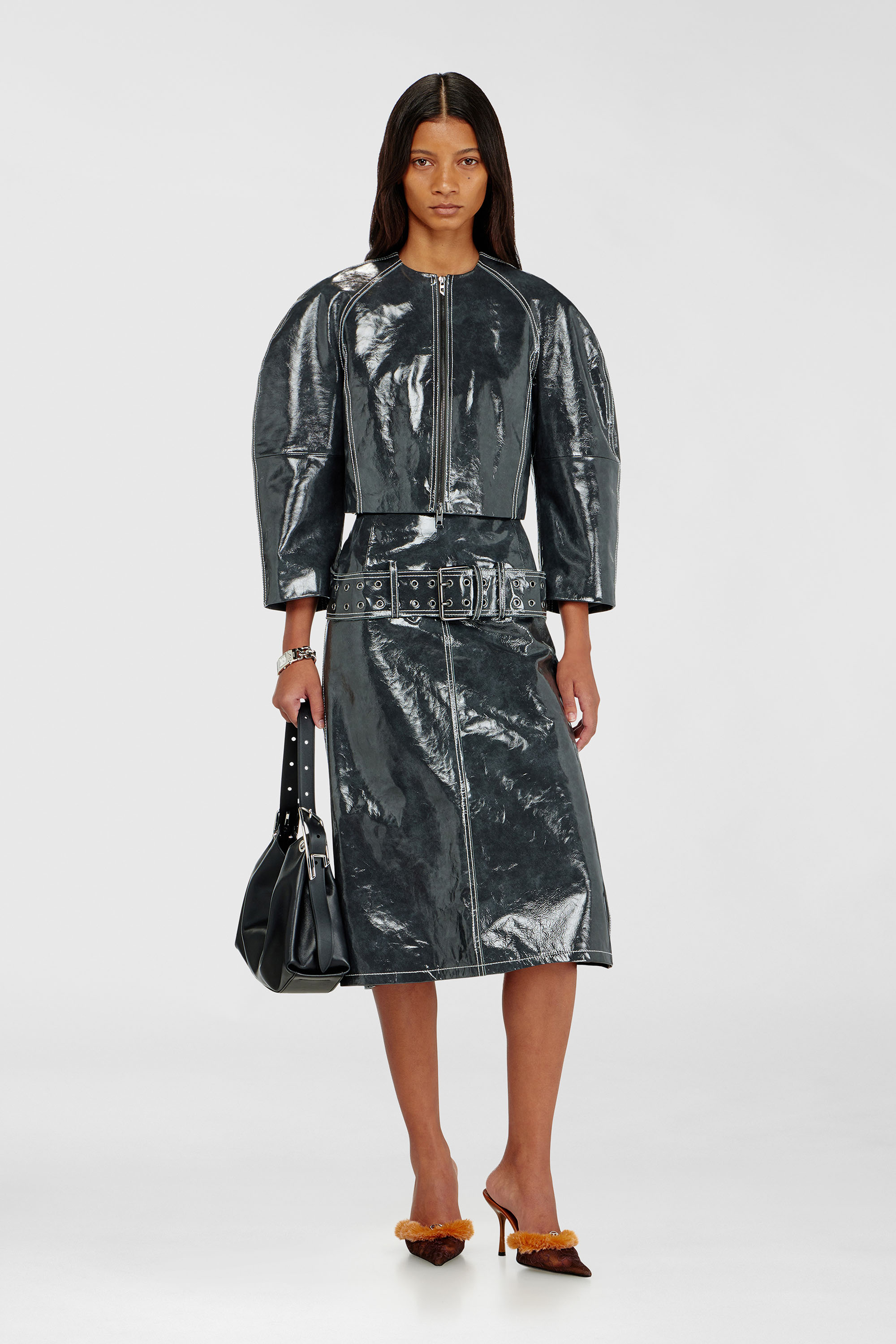 Diesel - L-ANDON, Female's レザージャケット in ダークグレー - 2