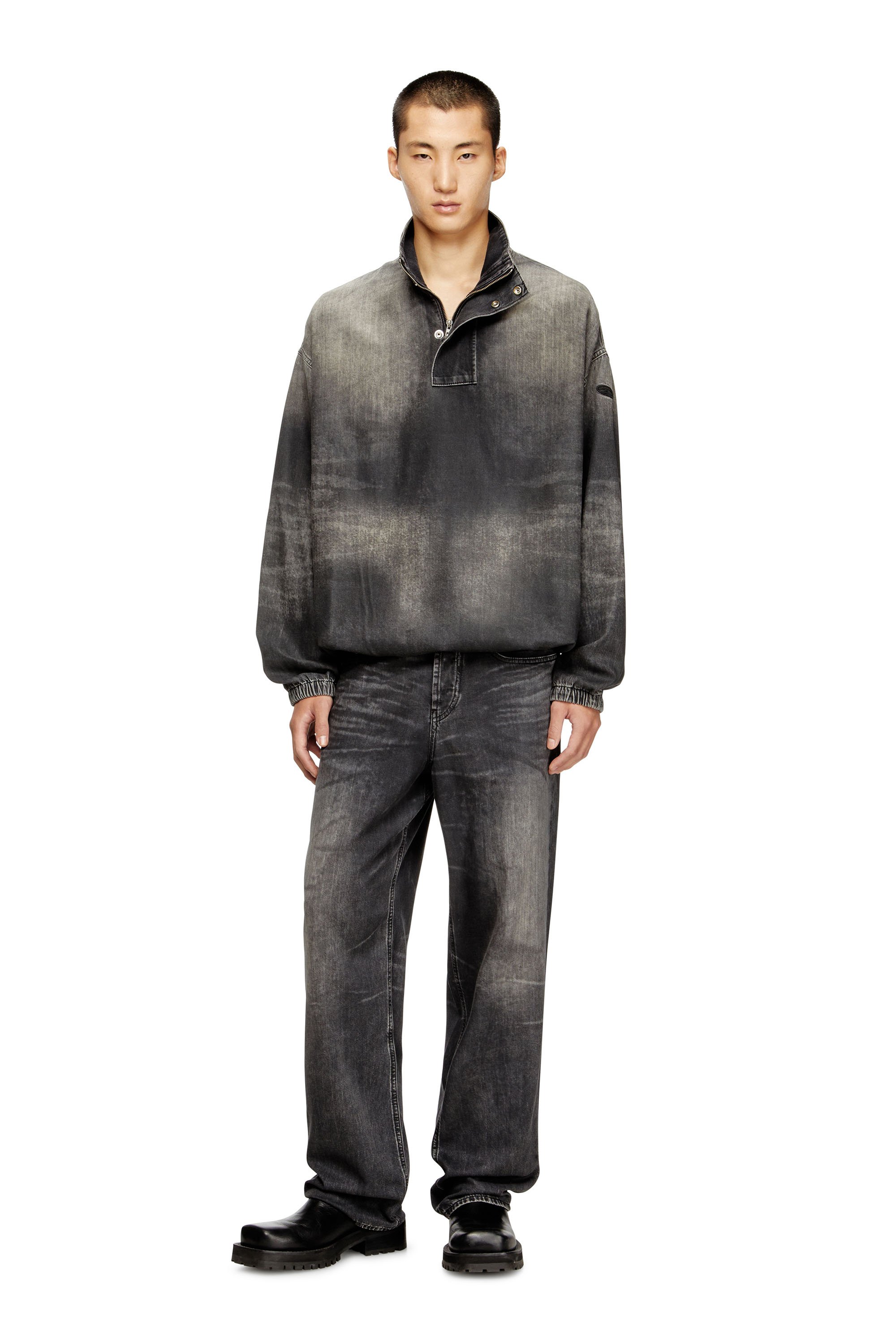 Diesel - D-FLOW-S3, Unisex's Denim top with mock neck in ブラック - 4