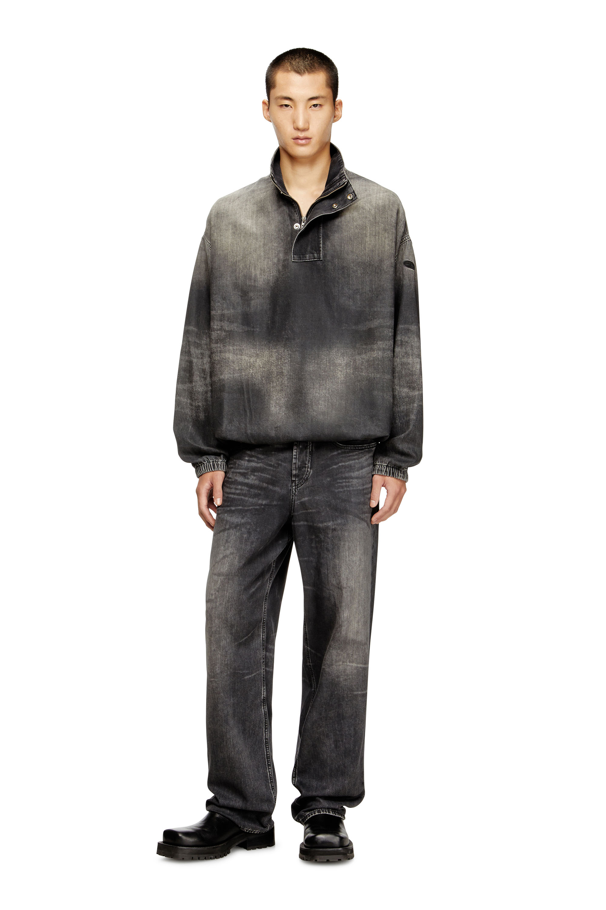 Diesel - D-FLOW-S3, Unisex's Denim top with mock neck in ブラック - 1