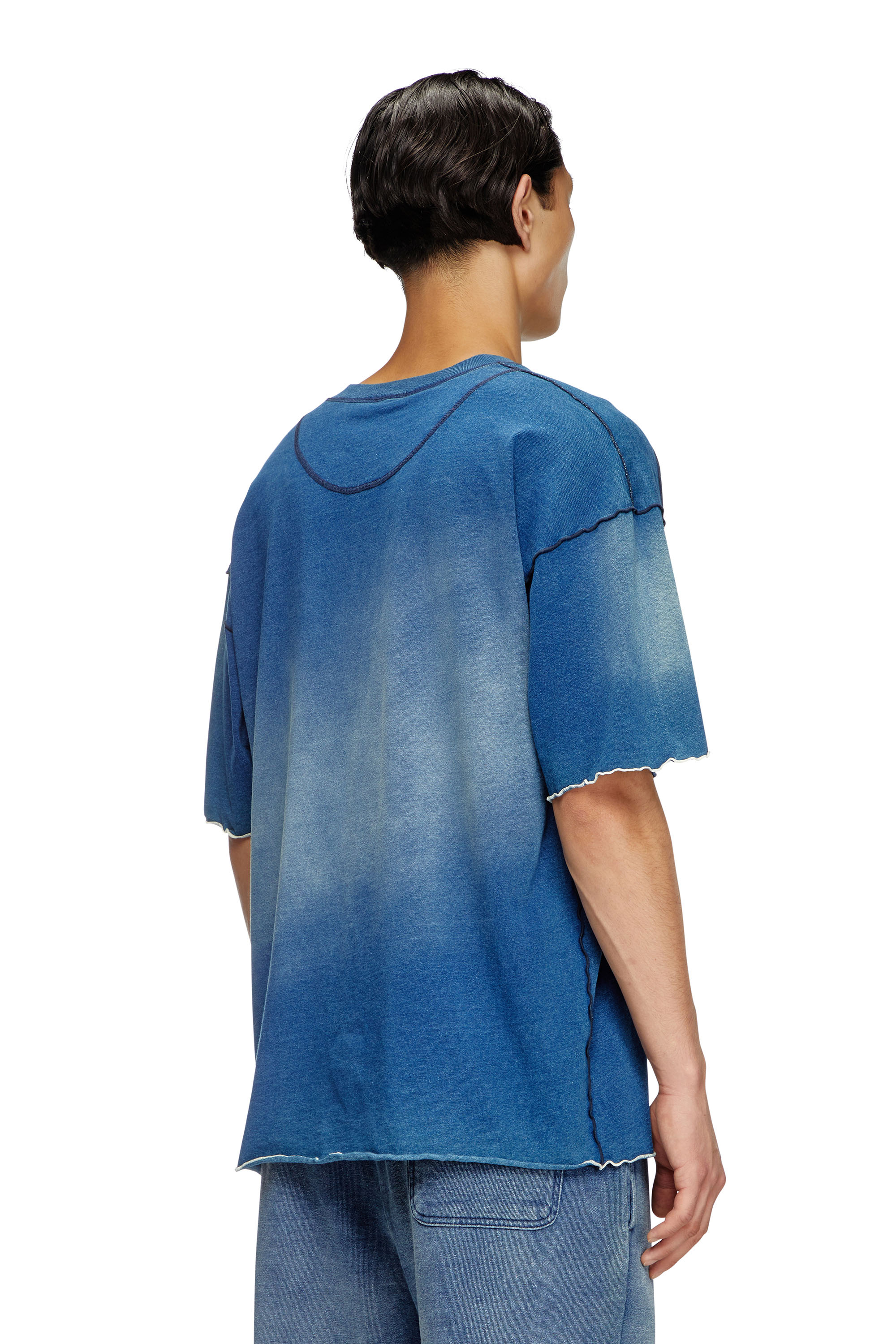 Diesel - T-CRAO-BOXT, Male's Faded T-shirt with micro logo in ブルー - 4