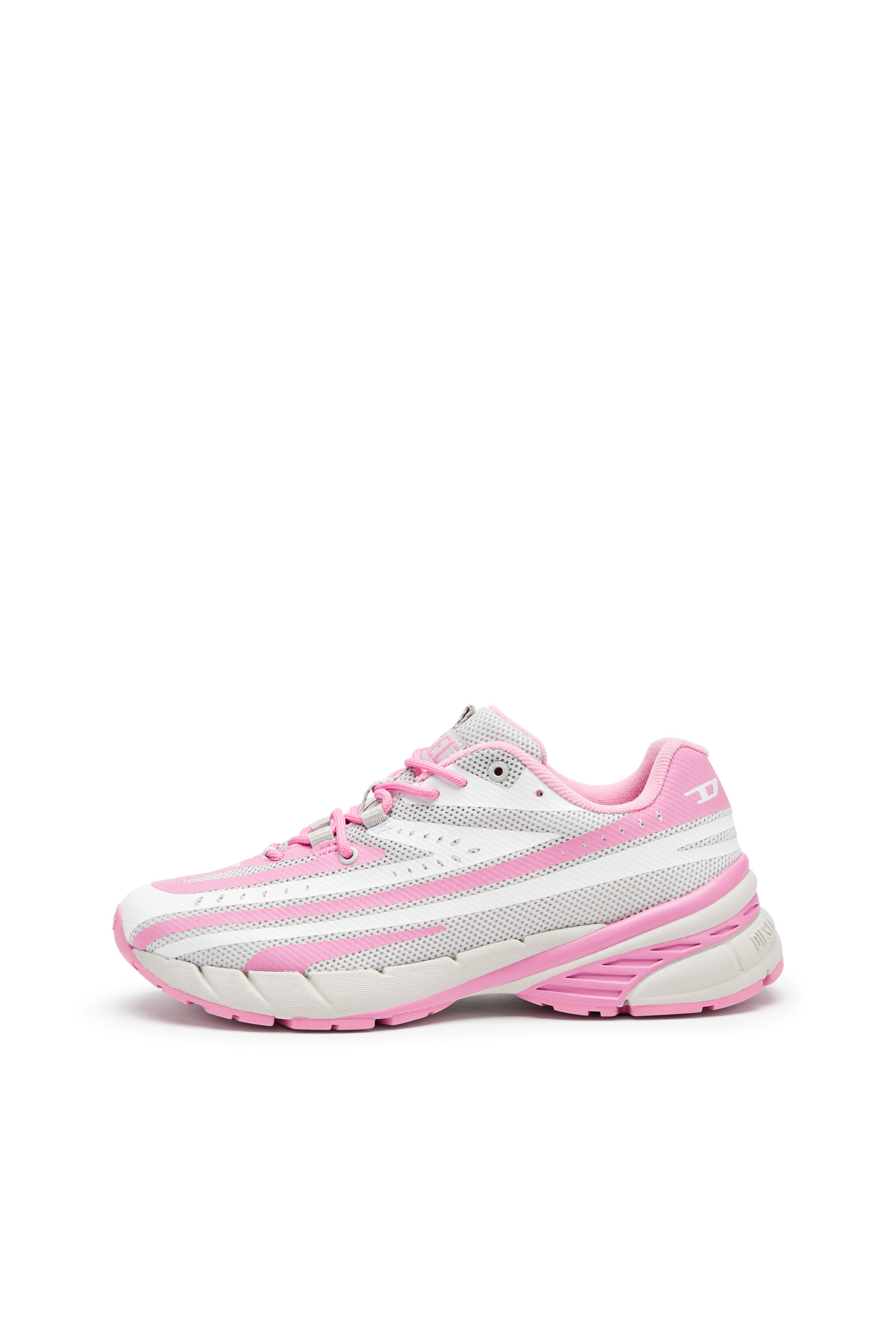Diesel - D-AIRSPEED LOW W, Female's D-Airspeed Low-Striped sneakers in coated mesh in ピンク/ホワイト - 8