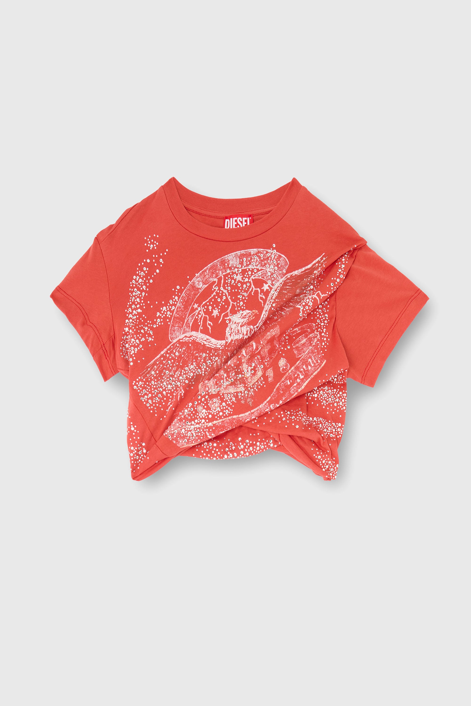 Diesel - T-WINCY, Female's Rucked-up T-shirt in double-layer jersey in レッド - 2