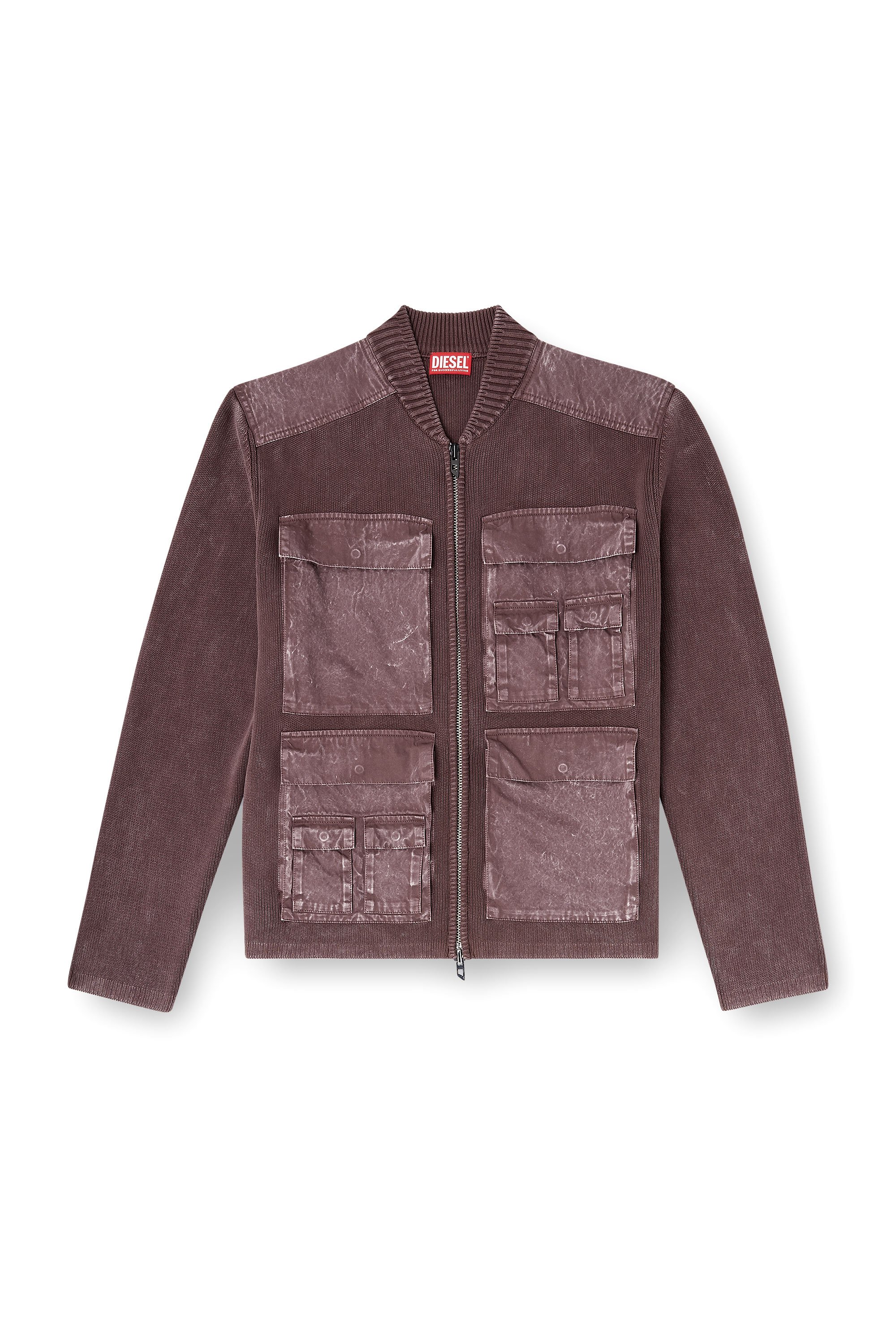 Diesel - K-GEROME, Male's ジップアップニット in ブラウン - 3