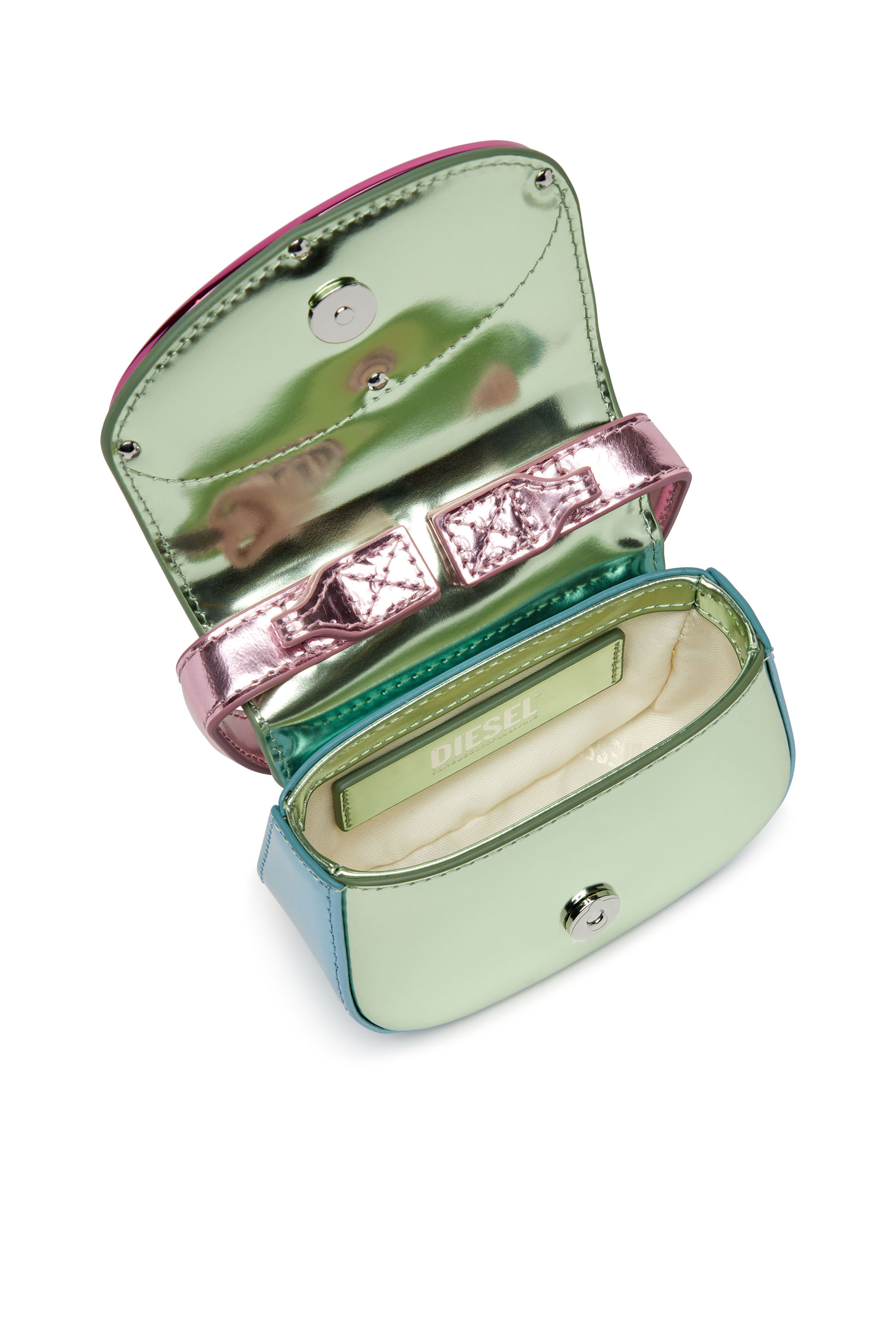 Diesel - 1DR XS, Female's 1DR XS-Iconic mini bag in mirror leather in グリーン/ピンク - 4
