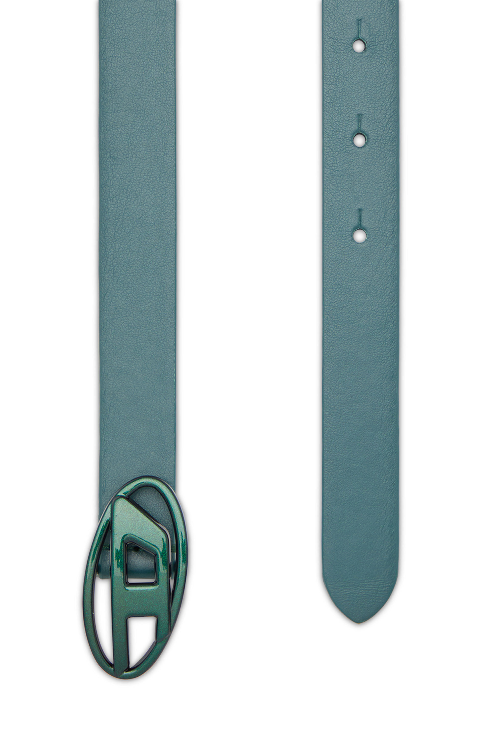 Diesel - B-1DR 20, Female's Slim leather belt with iridescent buckle in グリーン/ブルー - 2